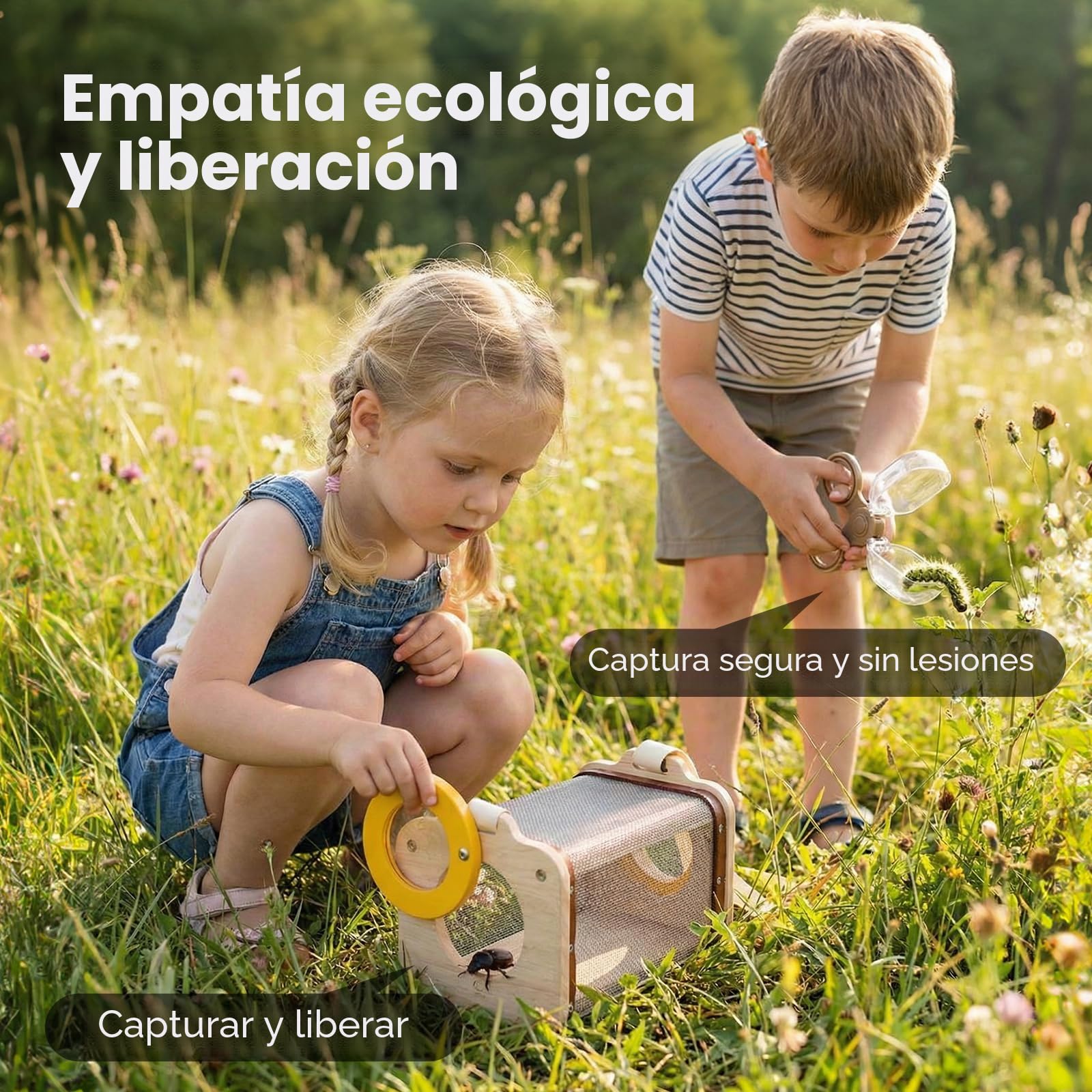 WOODEN TEETHER Set de investigadores para niños, Regalos para niños y niñas, Regalo para y niñas, Camping, exploración de la Naturaleza,(9 Piezas)