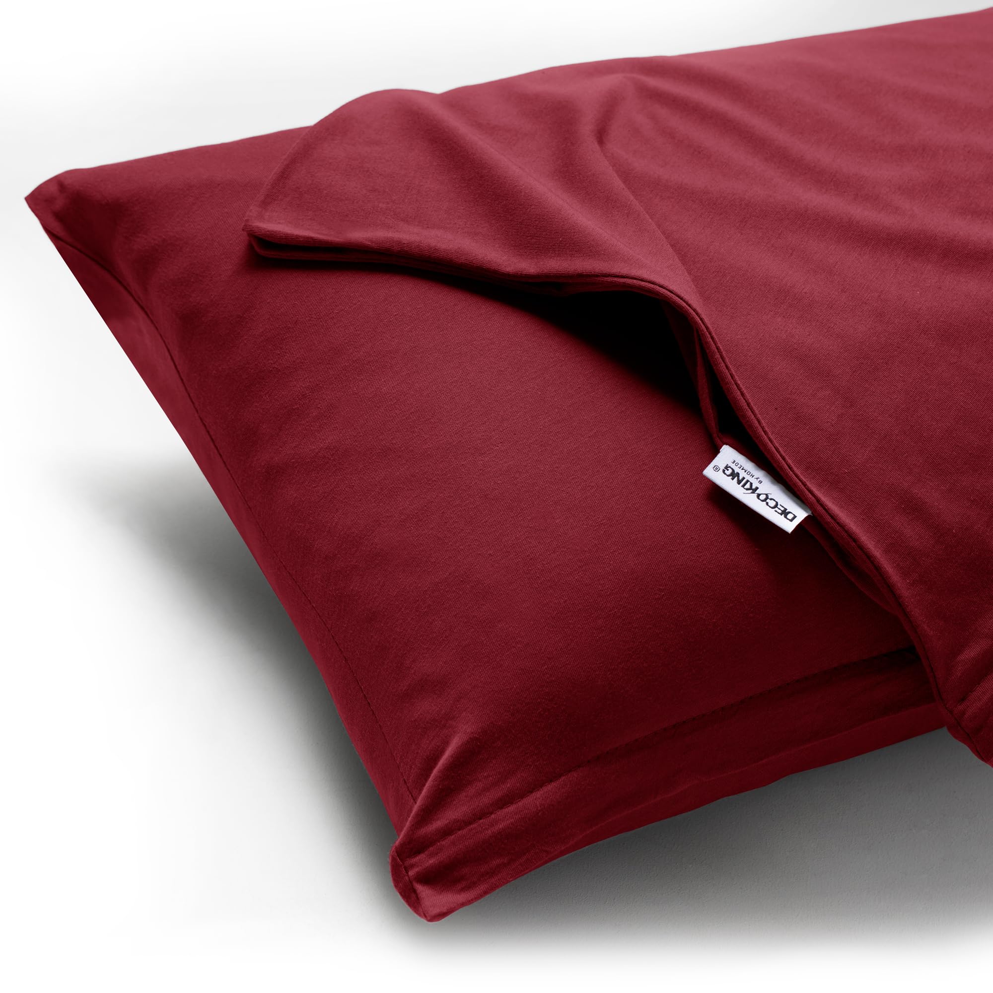 DecoKing 2 Pillowcases 20 x 120 cm Jersey 100% Combed Cotton Zip Bordeaux Amber, 120 x 20 cm, 2 Stück - Image 3