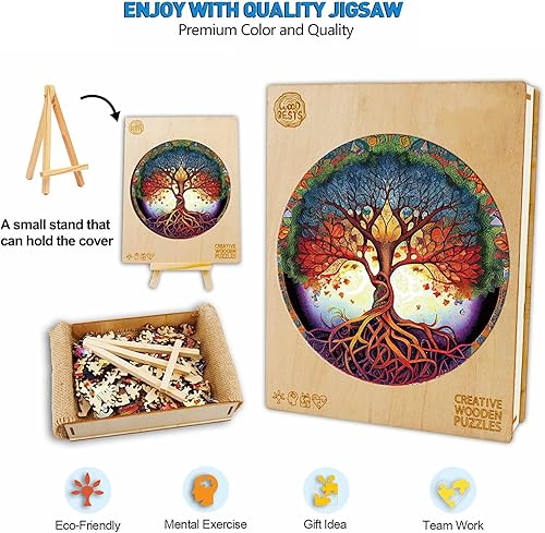 Miniatura 3 de WOODBESTS Tree Life - Rompecabezas de madera para adultos (M, 200 piezas, 11.8 x 11.8 pulgadas), hermosa caja de madera, rompecabezas de madera con