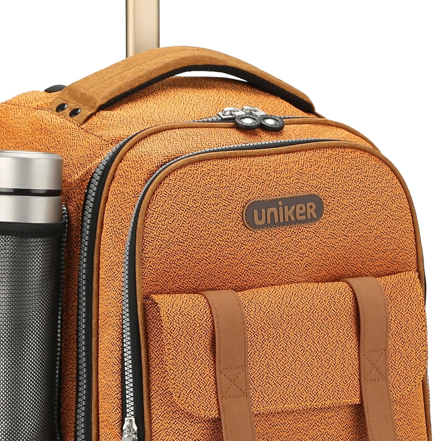 UNIKER Rolling Laptop Bag for 15.6 Inch Laptop, Water Resistant Roller Bag, Backpack with Quiet Wheels, Silent Wheeled Computer Bag, T5- Tawny‌