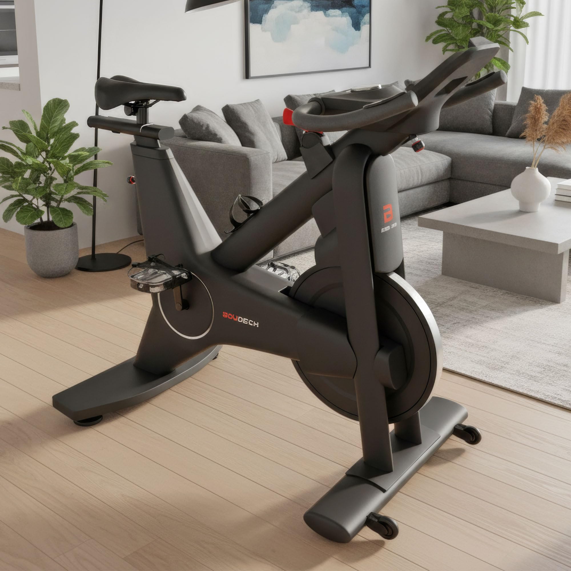 Boudech Aliena 2400 - Spin Bike Cyclette da Corsa con Volano 24 Kg Resistenza Elettrica con Display e Porta Tablet Nera