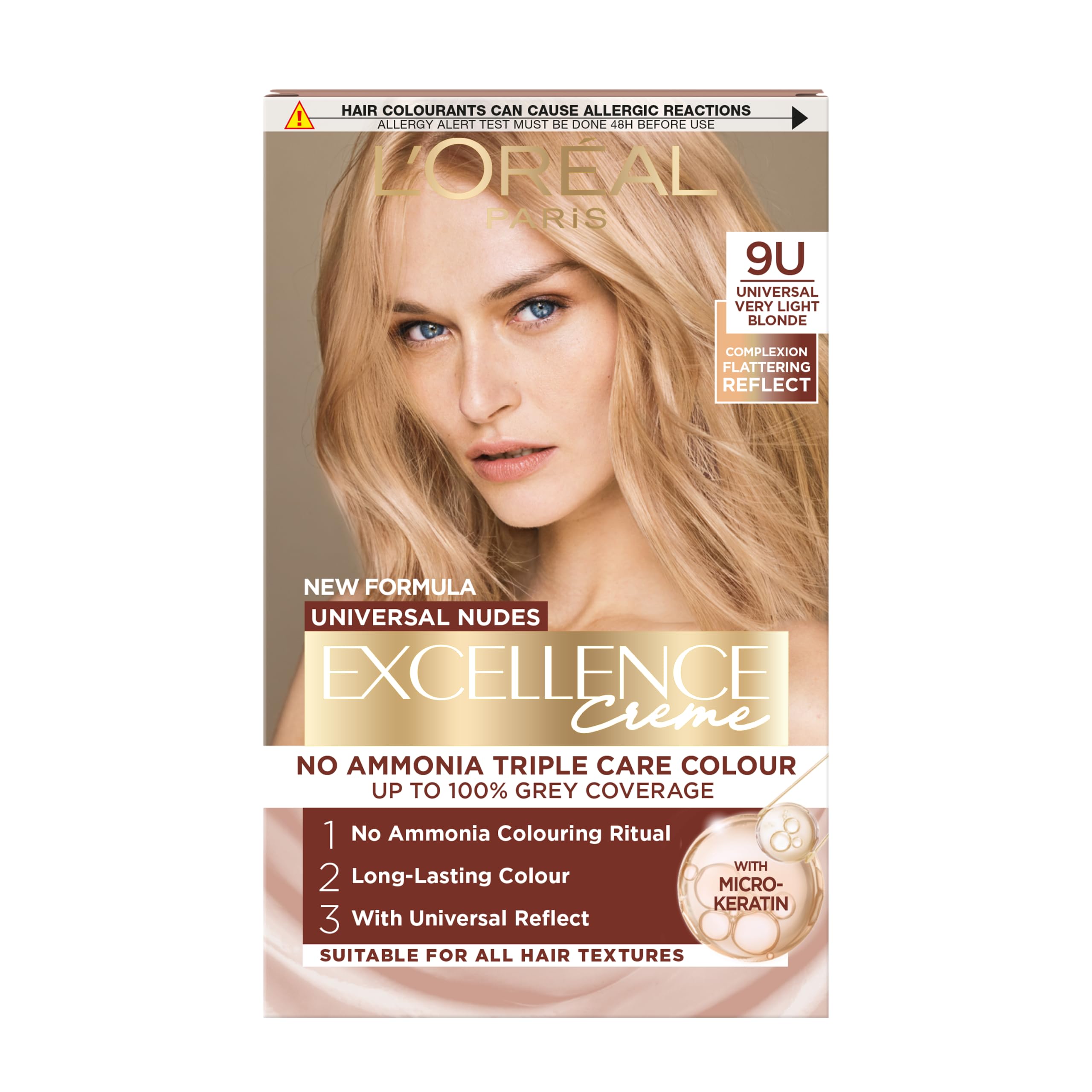 Loreal L'oreal Excellence Nudes 9U Very Light Blonde: Flattering, Grey Coverage, For A Natural Tone.