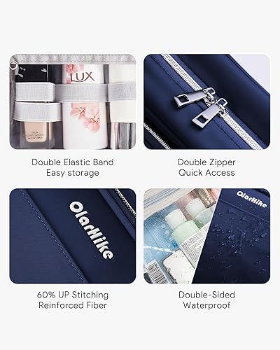 Miniatura 4 de OlarHike Neceser para mujeres y hombres, impermeable, para maquillaje, joyería, viaje, neceser de cuero, para colgar, organizador para artículos