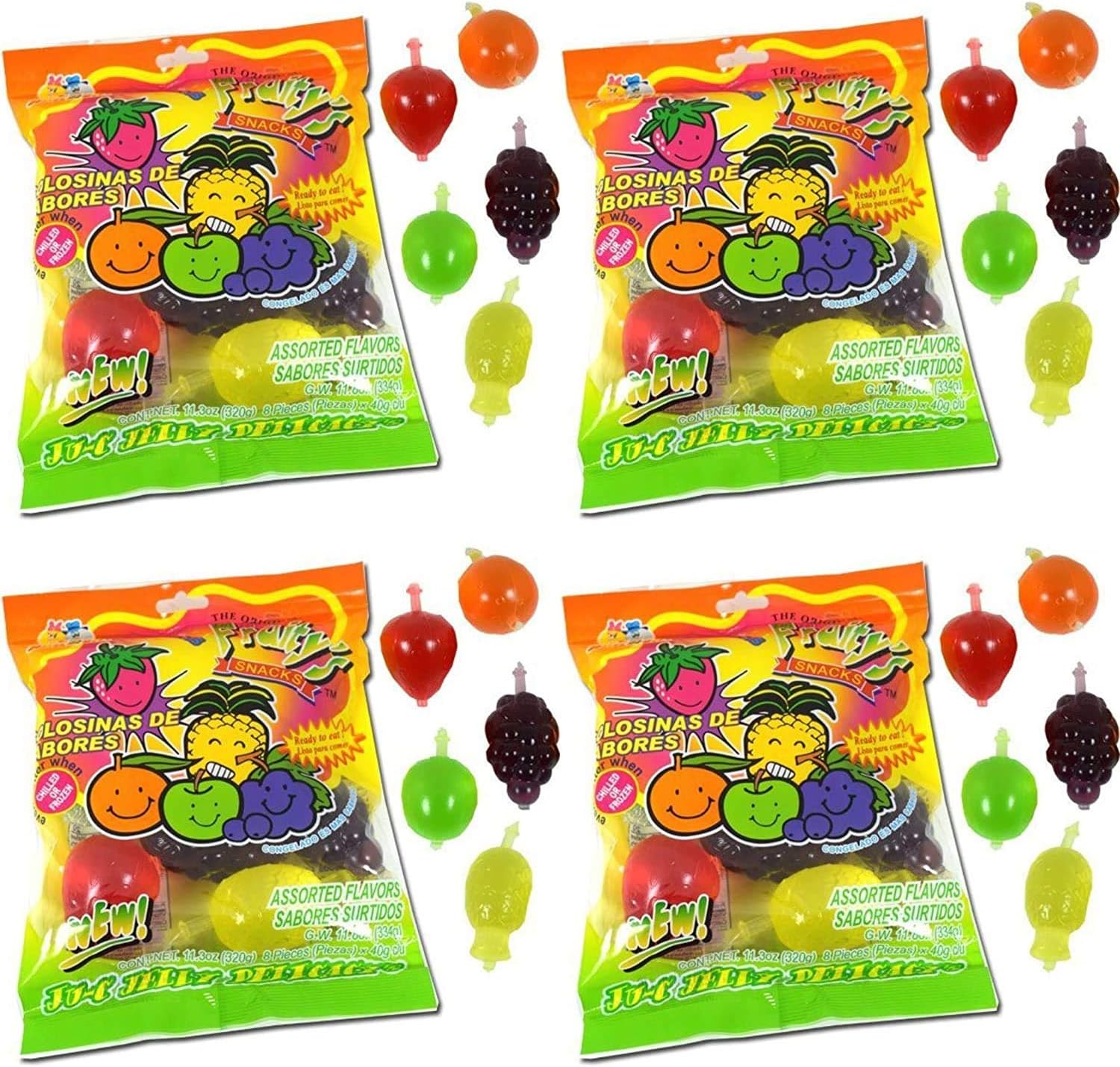 Din Don Fruity's JU-C Jelly Fruit Snacks Pack of 4
