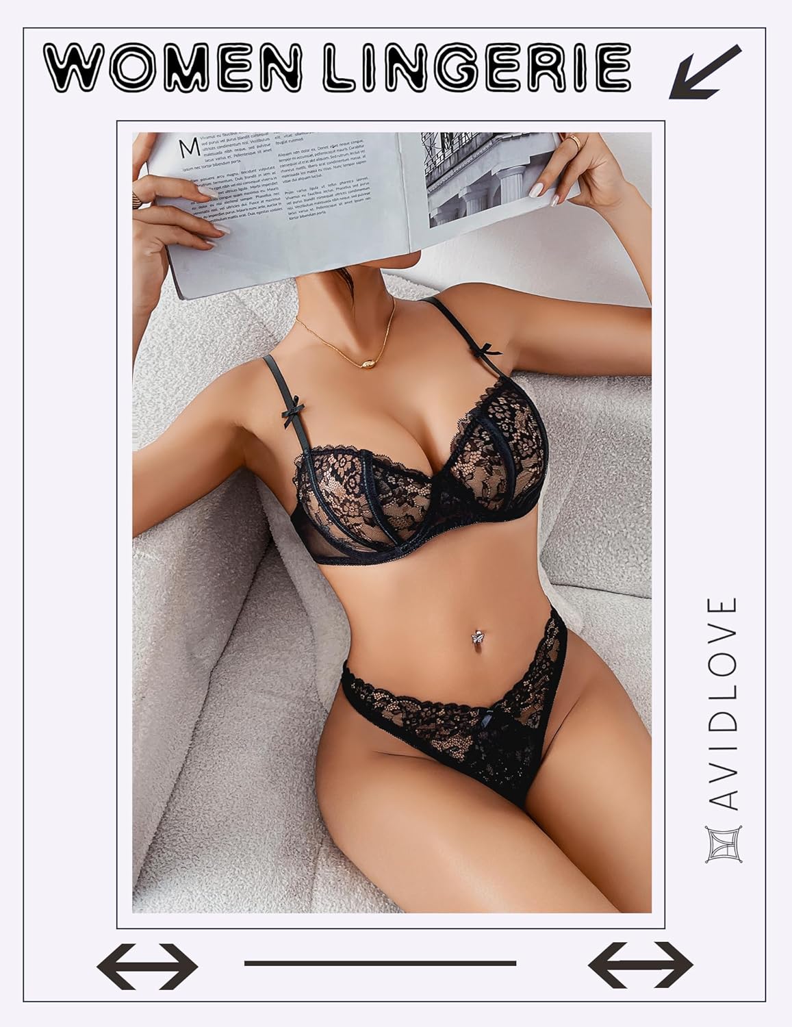 Avidlvoe Lingerie for Women Lace Bra and Panty Sets 2 Pieces Sexy Underwear Underwire Lingerie Set - Image 5