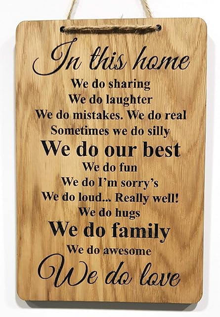 Charlie & Jane In This House We Do LOVE Quote Wall Sign Hanging rustic wooden house shabby chic room plaque gift laser engraved hand made
