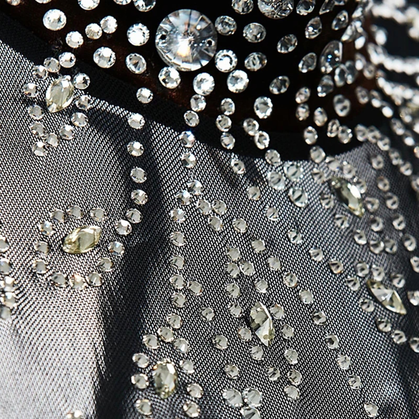 Robe de patinage artistique pour femme avec strass noirs