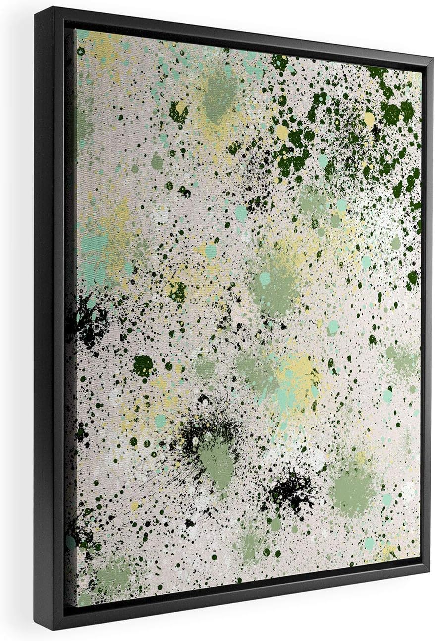 Deny Designs Ninola Designs Ink Splatter Lime Banana Black Framed Art Canvas, 8" x 10", Green