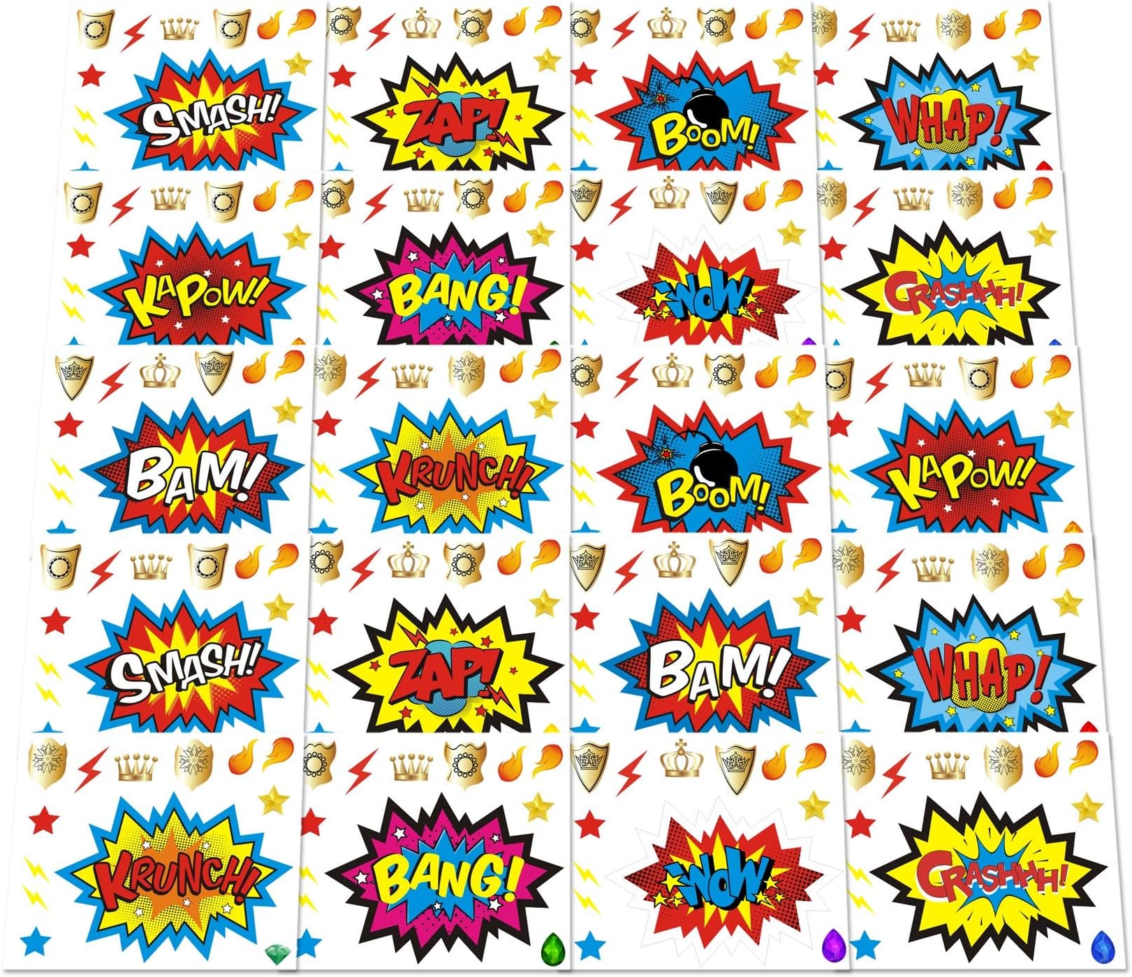 ADJOY Large Superhero Party Stickers - Superhero Sign Cutout Stickers - Superhero Party Supplies - 20 Sets