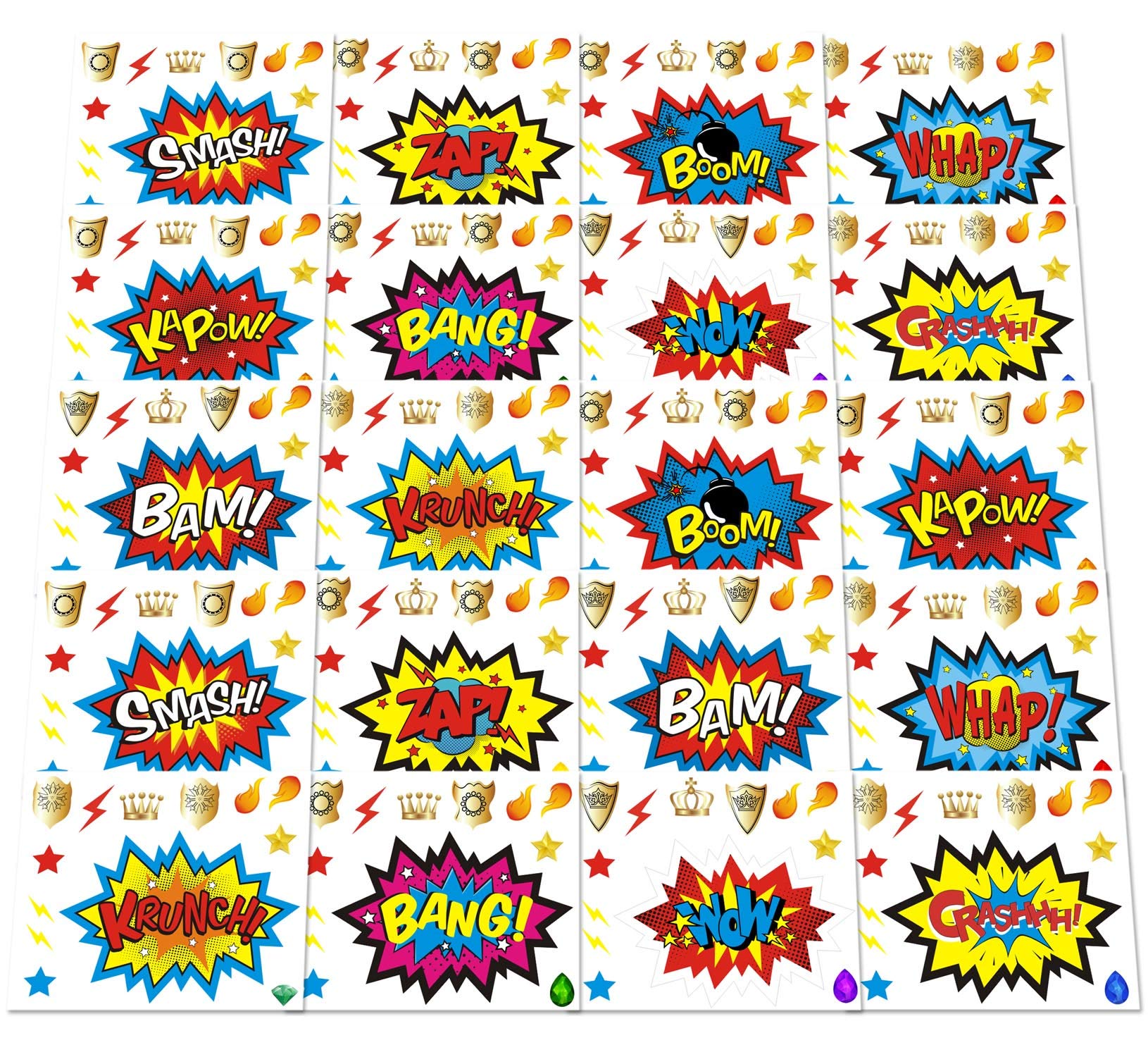 ADJOY Large Superhero Party Stickers - Superhero Sign Cutout Stickers - Superhero Party Supplies - 20 Sets