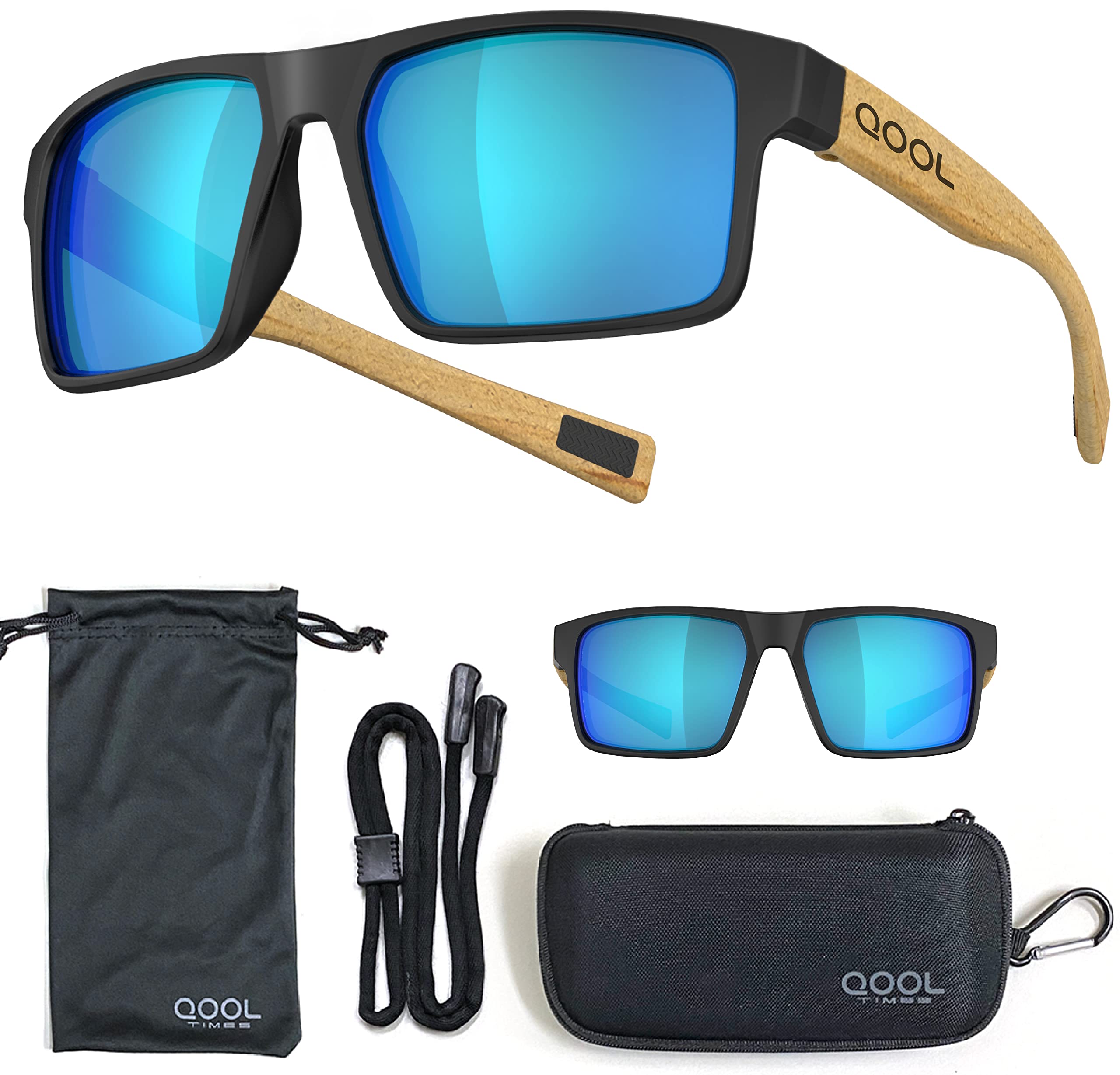 QOOL TIMESQOOL TIMES rectangle Polarized fishing Sunglasses for Men Women, Running Hunting Golfing Cycling Hiking Outdoors