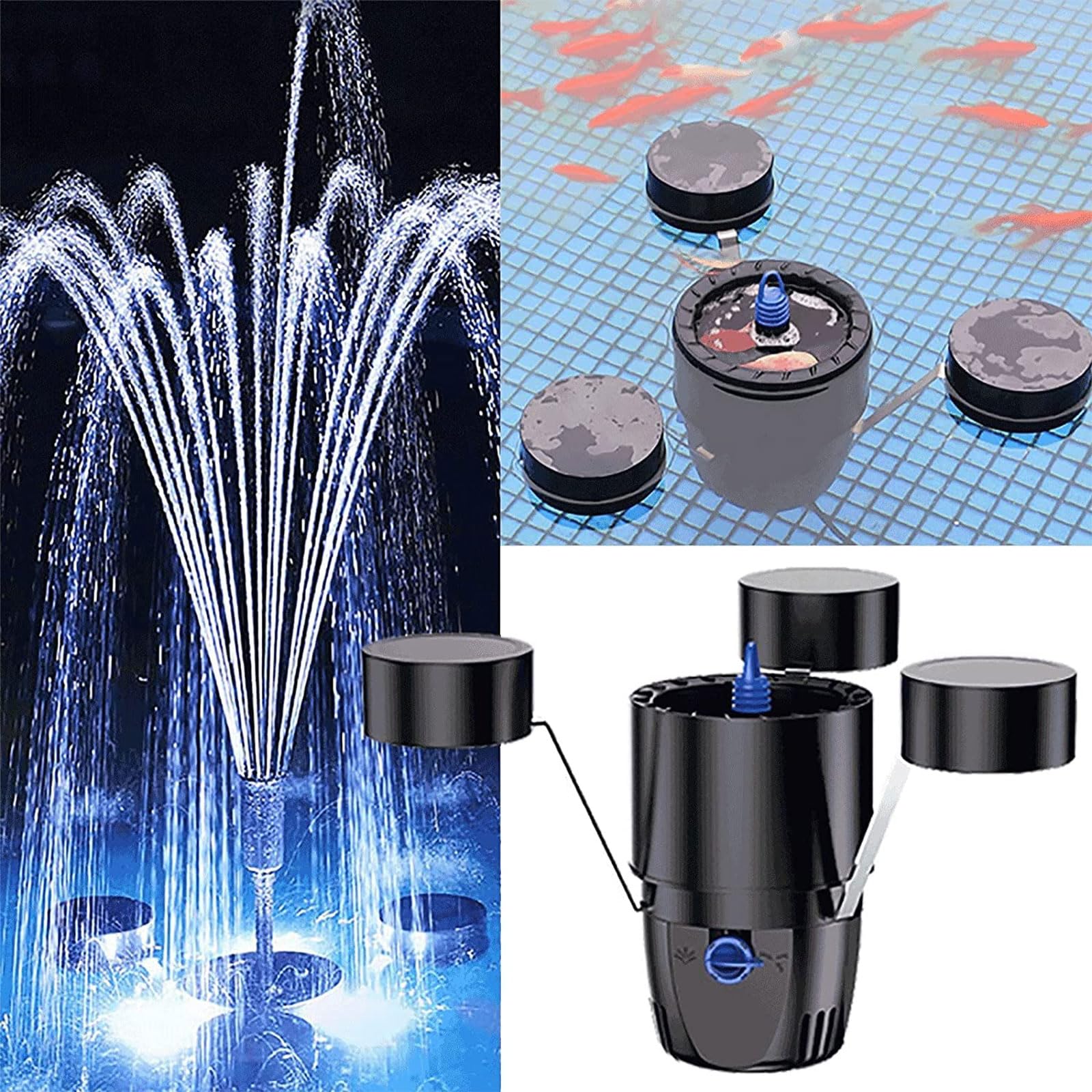 Robot Skimmer Galleggiante per Laghetto, Raccoglitore di Foglie per Laghetto per Pesci da 45W con Ingresso a Vortice 360° e 3 modalità Fontana, Estrattore di Superficie per Laghetti, Laghi, Giardini