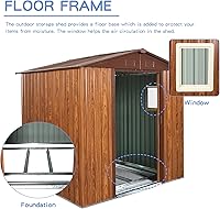 Vista 2 de 6' x 6' Outdoor Storage Shed, Steel Metal Shed with Floor Frame ＆Lockable Double Doors ， Tool Storage Shed for Yard, Perfect to Store Garden Tools