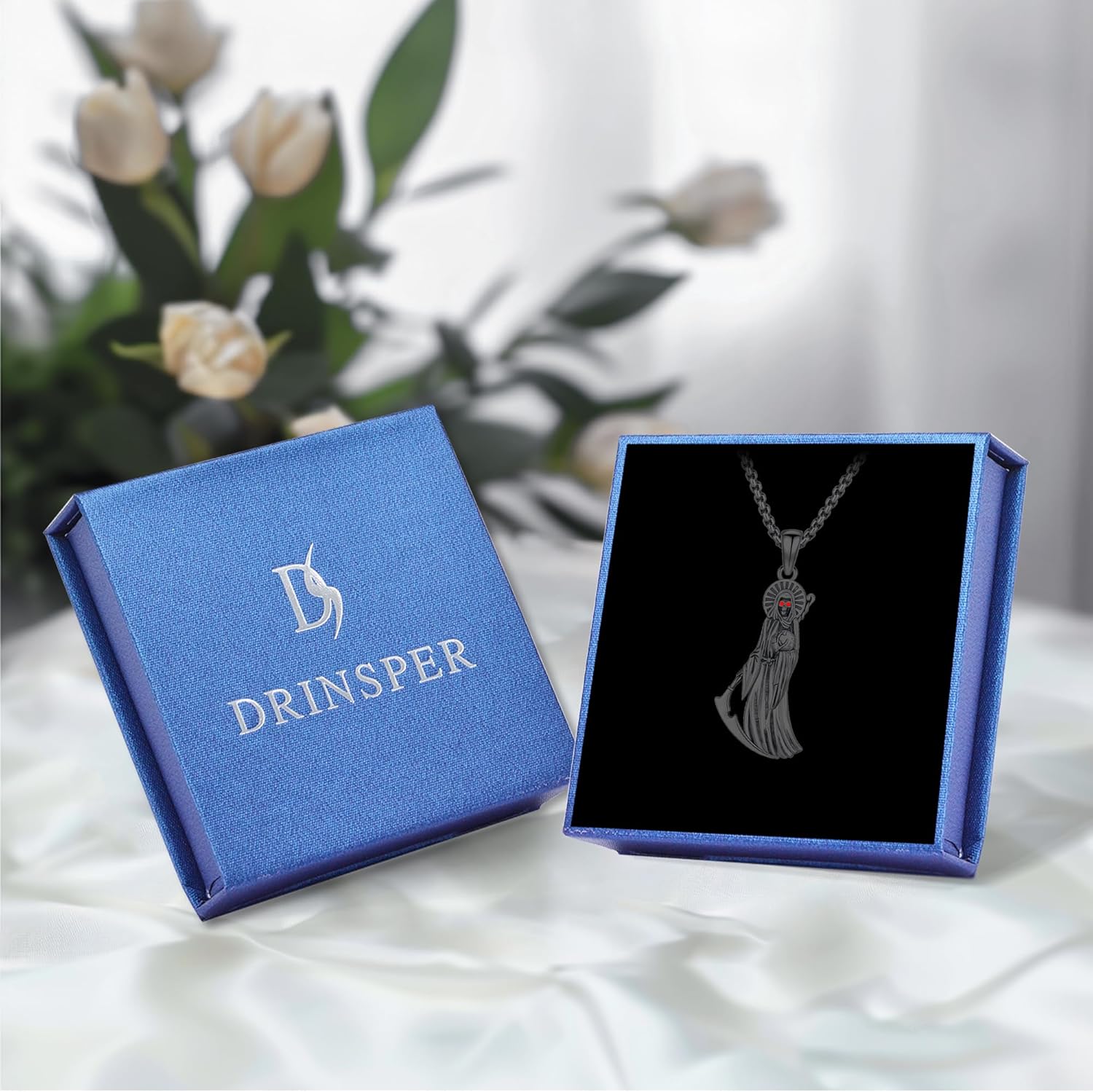 Santa Muerte Necklace Grim Reaper Pendant 925 Sterling Silver La Santa Muerte Skull Holy Death Amulet Protection Jewelry With Sickle for Men Women Holiday Gifts - Image 5