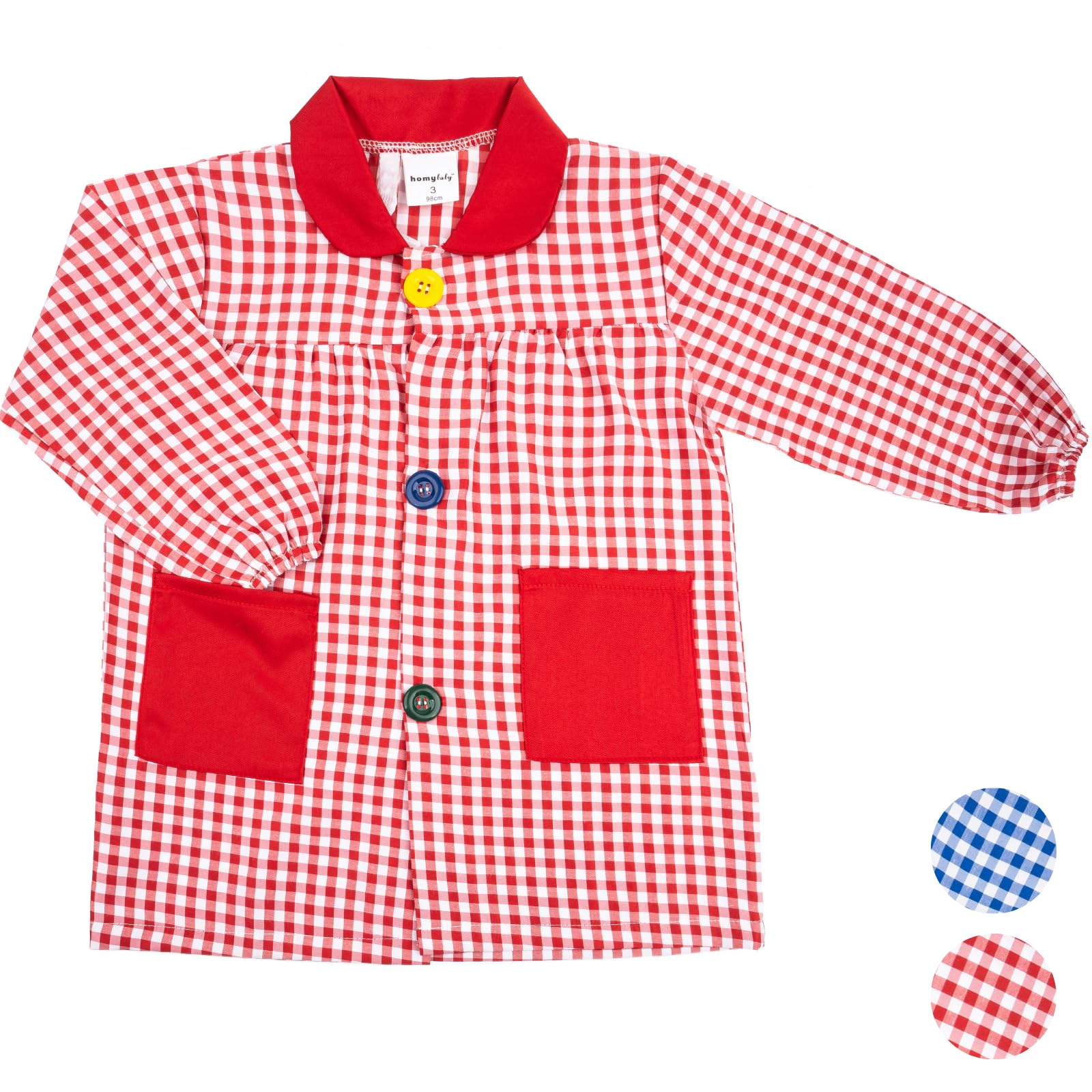 HOMYBABY HOMYBABY® Babi escolar infantil para guarderia y colegio con botones - Bata escolar para niño o niña - Baby escolar infantil fácil de poner y quitar con bolsillos y puños cerrados