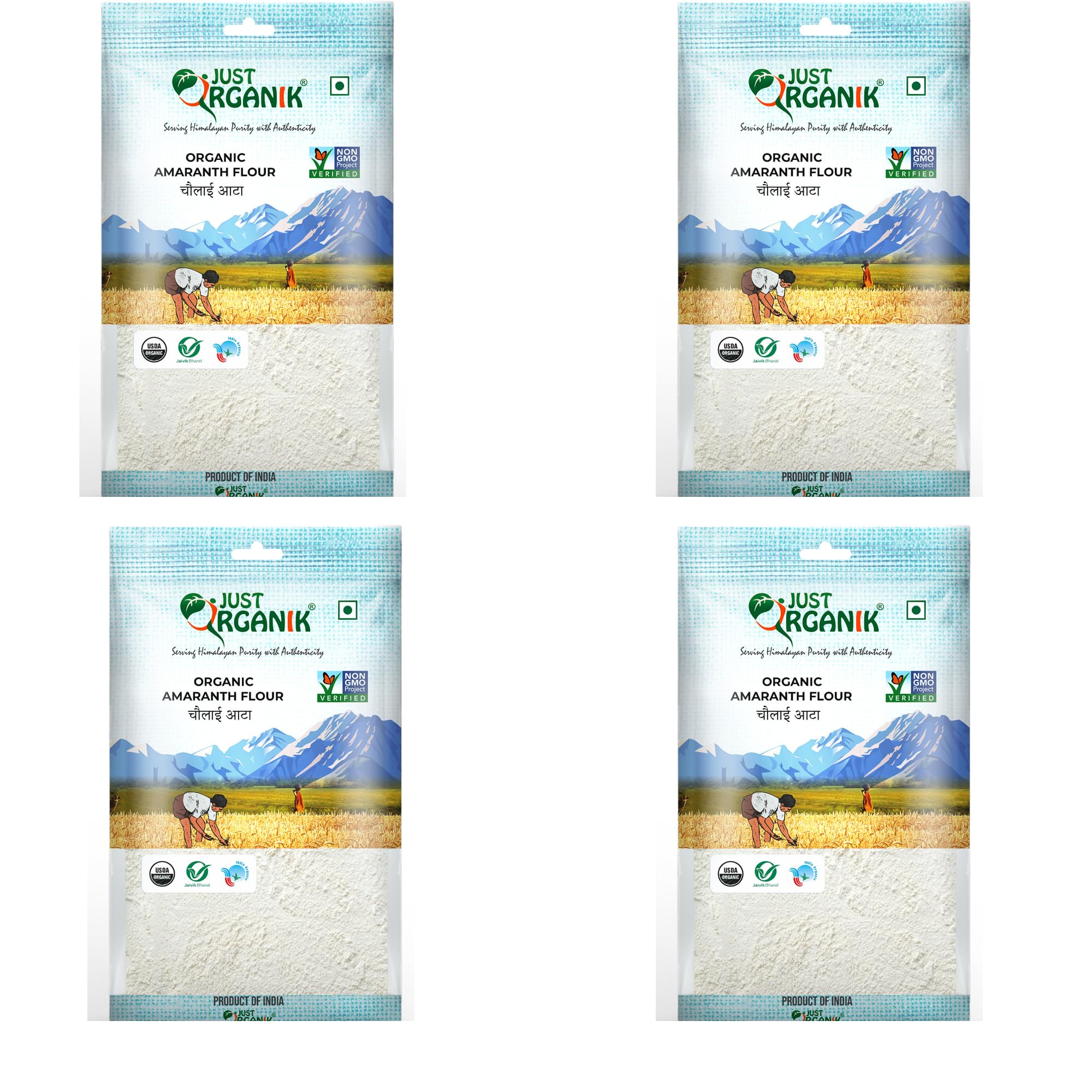Just Organik - Organic Amaranth Flour 2 Kg (4x500g), Chaulai atta | 100% Organic Product | Amaranth atta 1 kg | Fasting food | Rajgira atta | Chaulai atta | Gluten Free | Fasting flour | Upwas atta | Helps manage weight | Pack of 4 (B09KW5BN9H) Amazon Price History, Amazon Price Tracker