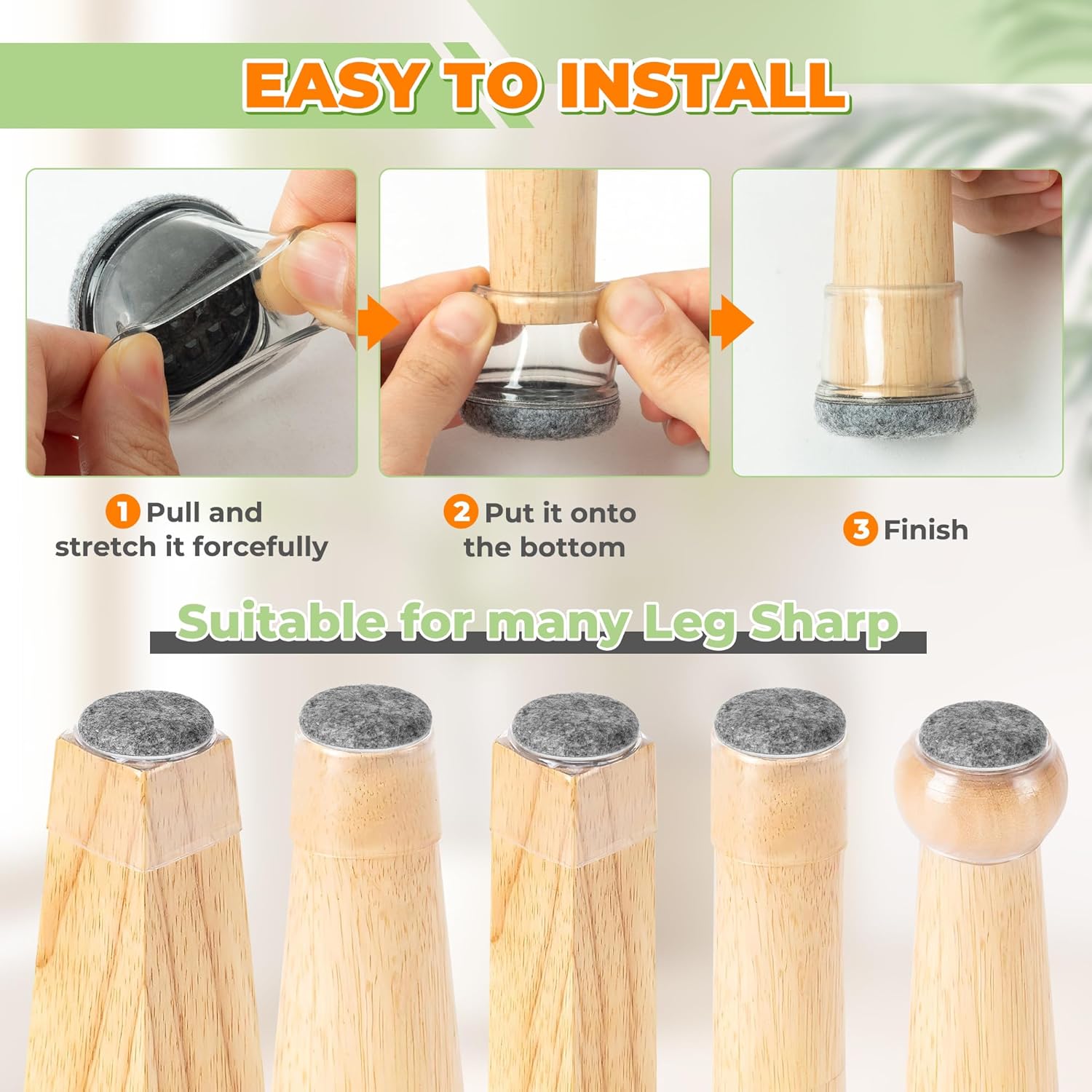 Chair Leg Floor Protectors - 16PCS Round Chair Feet Protectors Caps for Hardwood Floors, Silicone Non Slip Felt Furniture Pads, Wrapped Thickening Table Stools Leg Cover Cups (Fit: 0.98"-1.18")