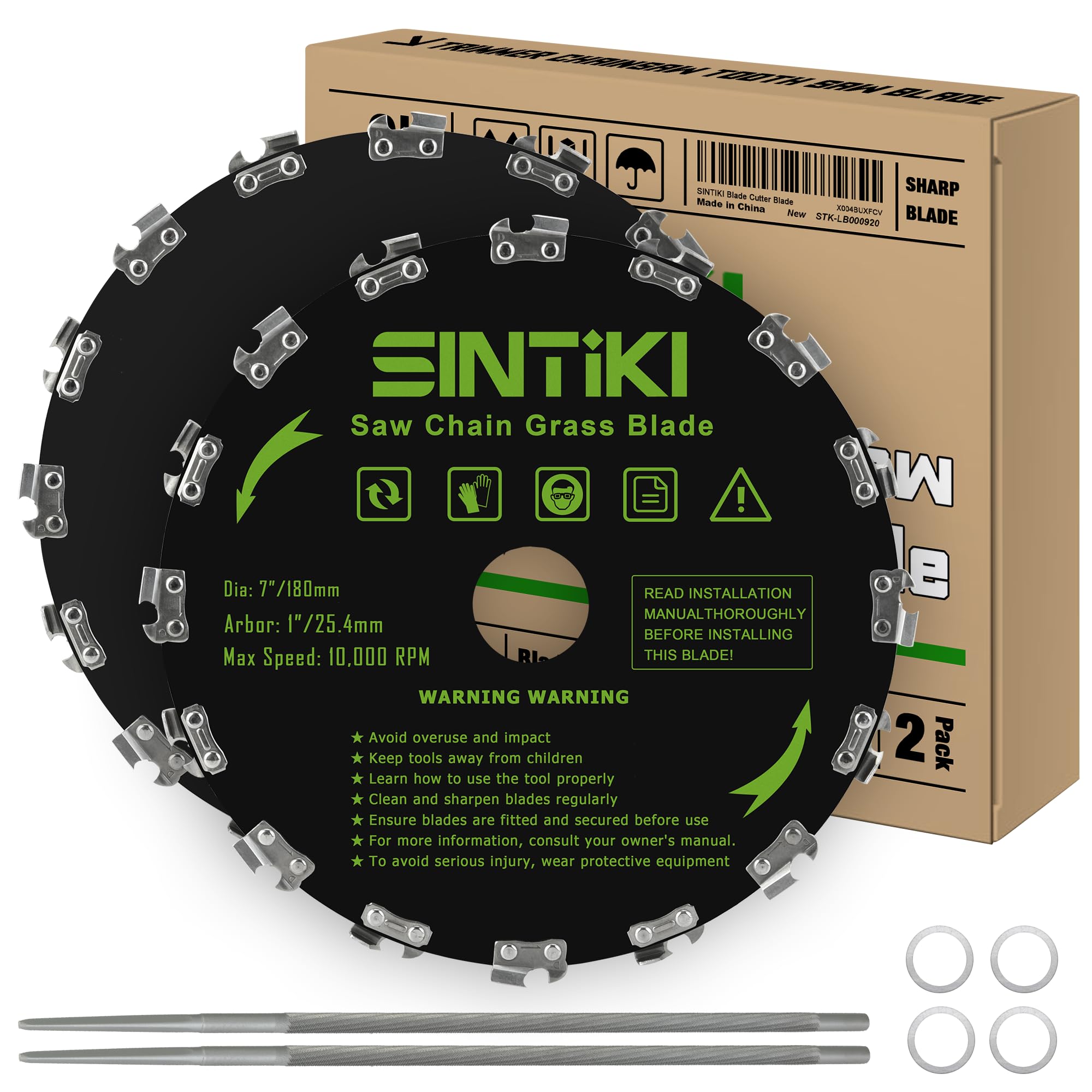 7" Chainsaw Brush Cutter Blades and File Set, 16 Tooth Circular Trimmer Saw Blade for weedeater, Trimming Trees, Cutting String, Underbrush, Trimmer -