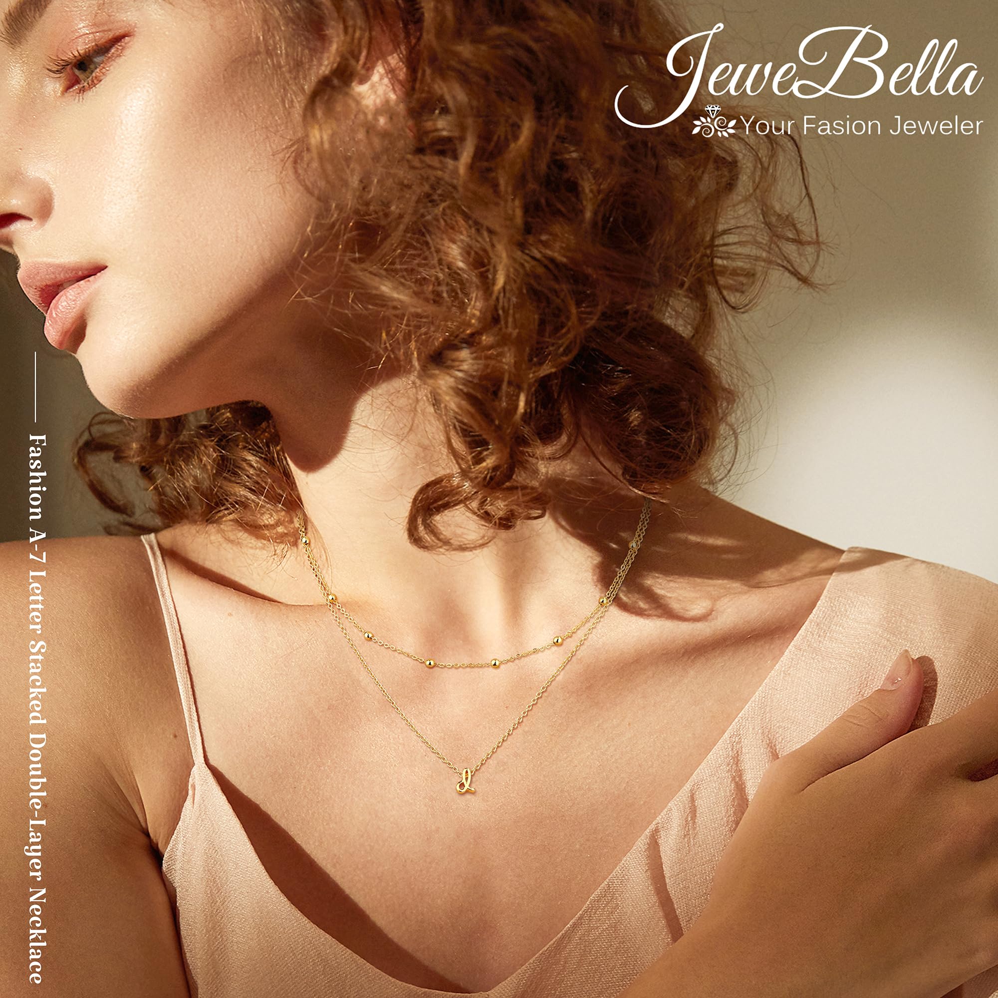 HHRFCS 18K Gold geschichtete Initialen-Halsketten für Frauen und Mädchen, personalisierte Halskette, Anhänger, Namenskette, Kette, Perlen-Choker, Gold-Halskette für Frauen, Schmuck, Geschenke,