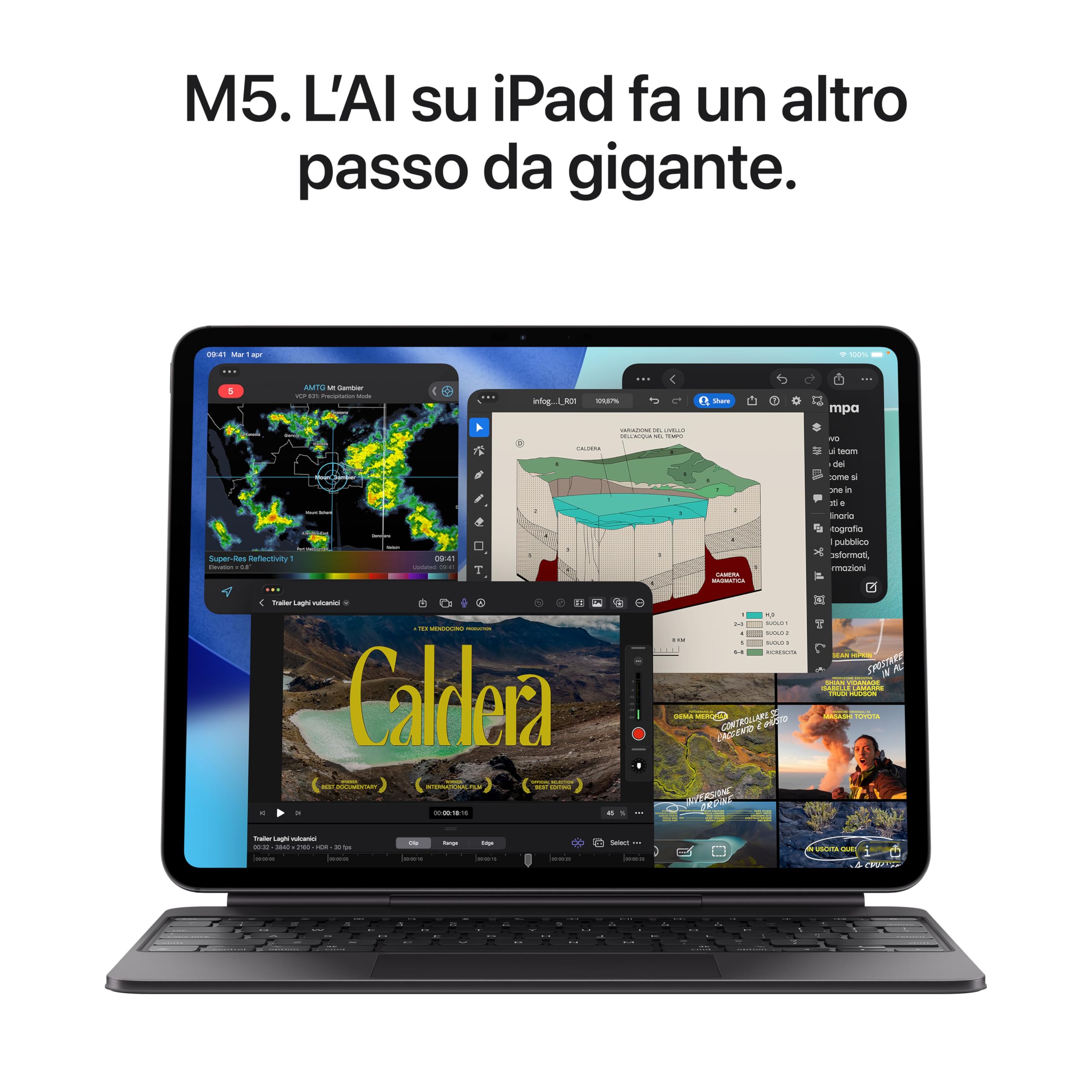 Apple iPad Pro 11'' (M5): Ultra Retina XDR, Vetro standard, 256 GB, Wi-Fi, fotocamere frontale e posteriore da 12MP, scanner LiDAR, un giorno di batteria – Nero siderale
