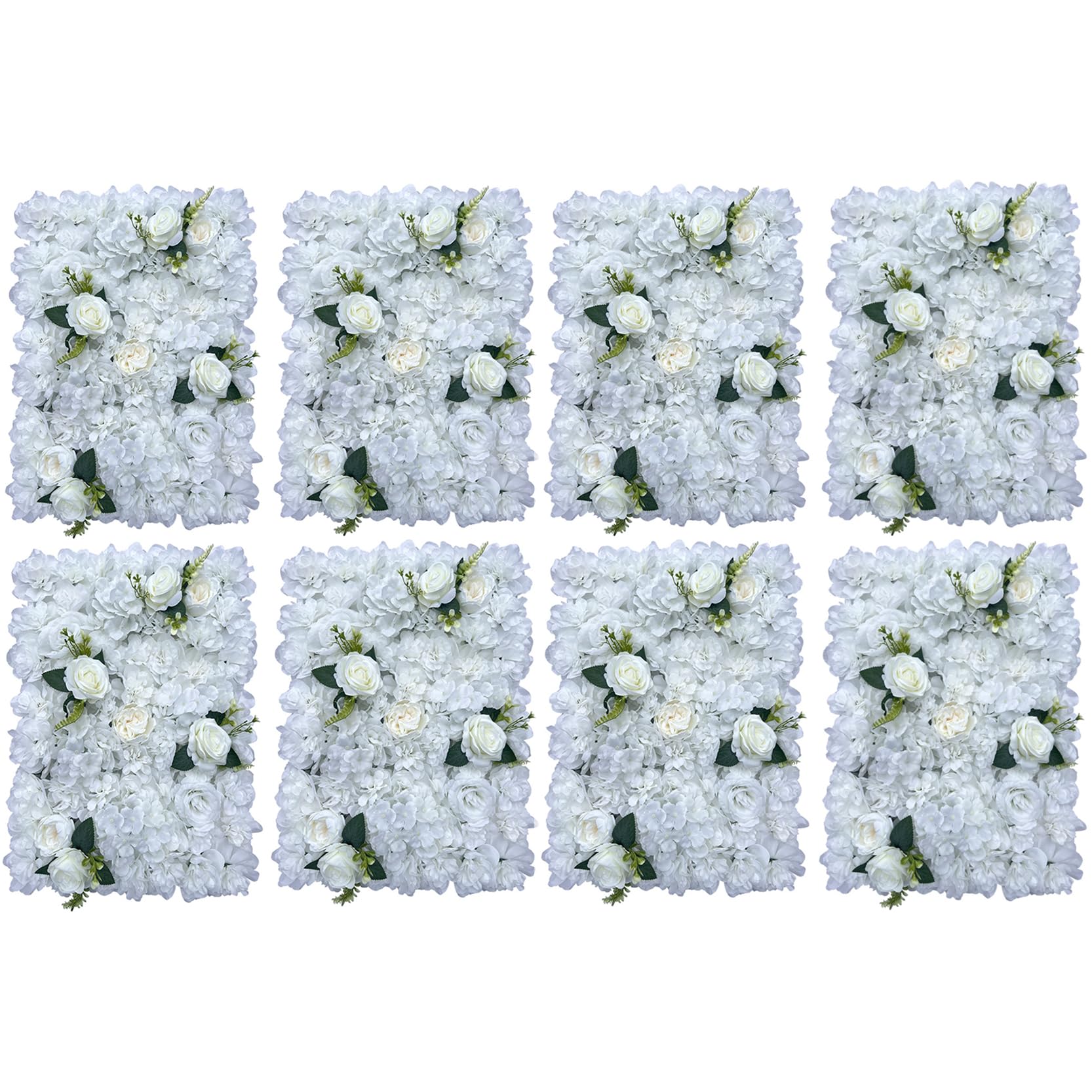 GOUZIBHD Silk Flower Panels Faux Flower Wall Mat,23.6 x 15.7 Inch Artificial Flower Wall Panel for Photo Background Home Wedding Party,Decorative Hydrangea Flower Panels Wall(Size:8PCS)