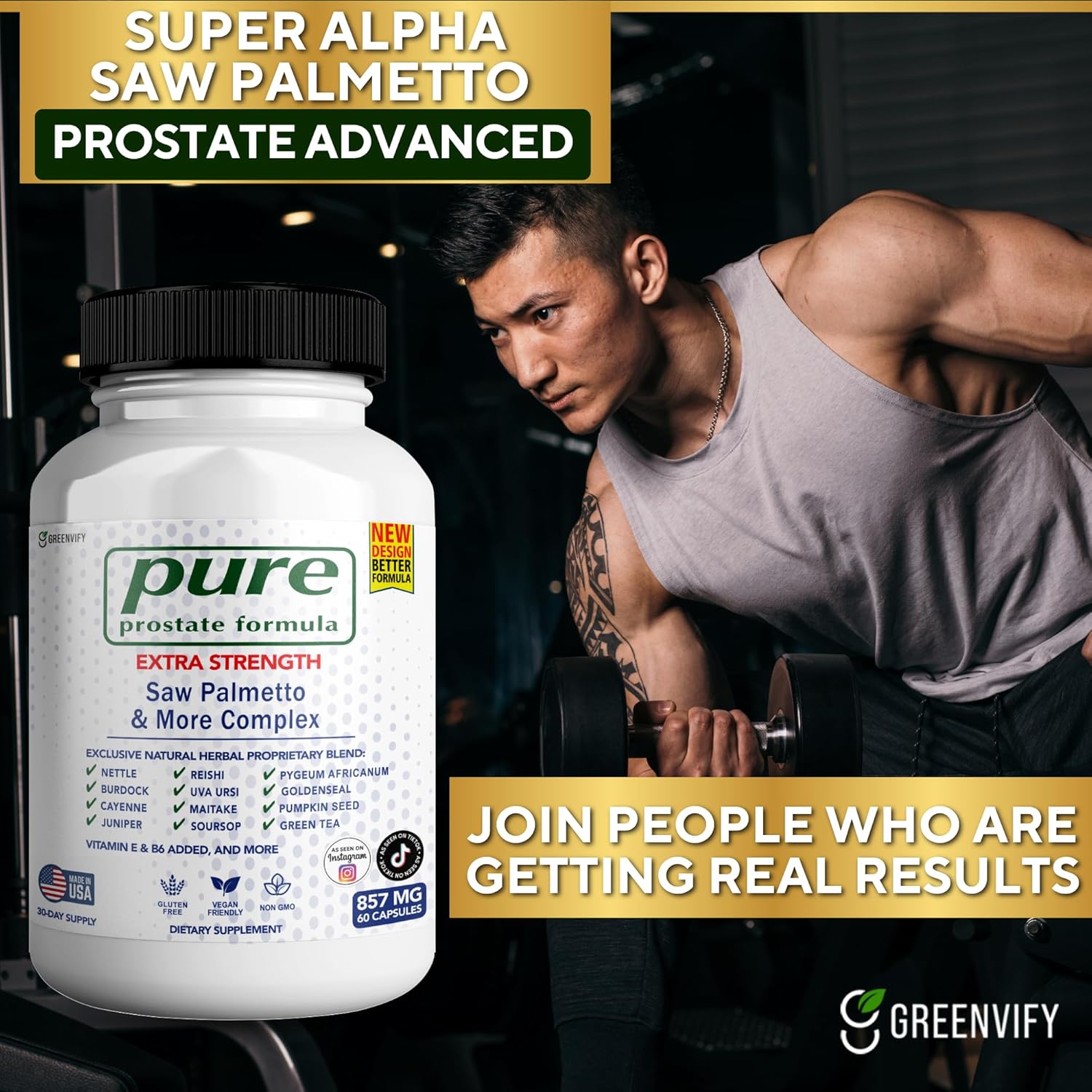 Pure Prostate Formula Saw Palmetto & More Complex 857 mg Prostate Supplements for Men Capsules, Health Supplements - Maximum Strength, All Natural to Support Normal & Healthy Function (3)