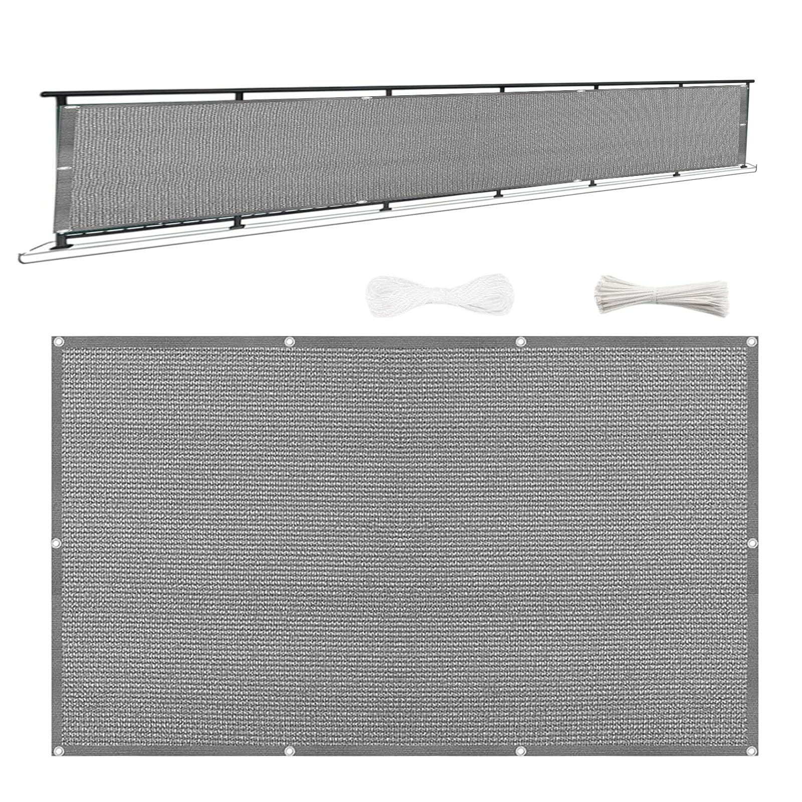 Brise vue balcon opaque contre le vis-à-vis et le vent fort gris