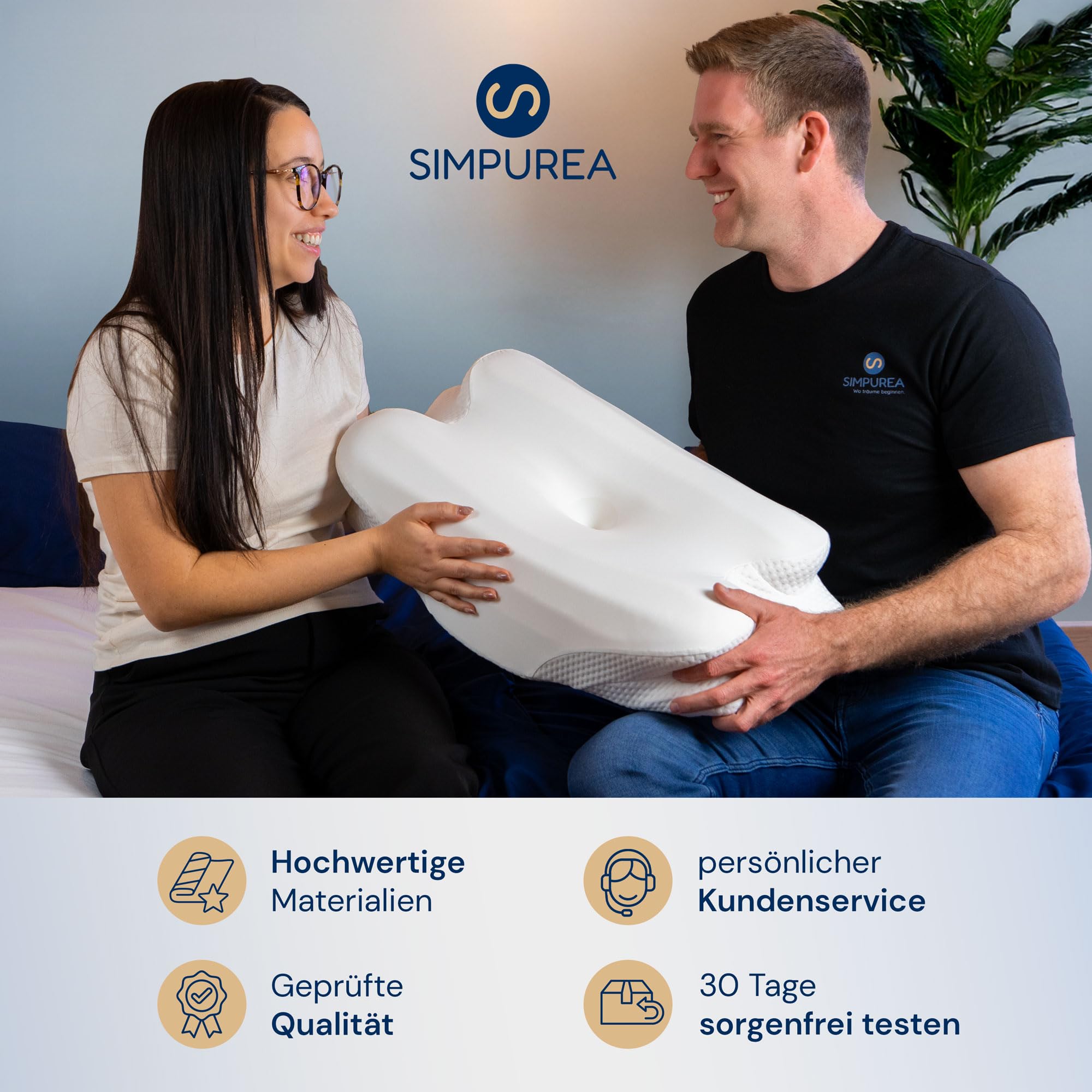 Almohada ortopédica Night Owl – Almohada cervical ergonómica con doble altura de espuma viscoelástica – para dormir boca arriba, de lado y boca abajo – Funda lavable de seda de hielo