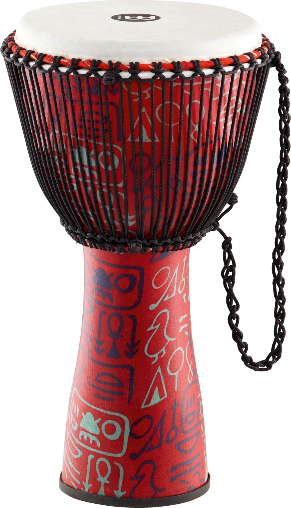 Meinl Percussion FADJ1-L Journey Series Rope Tuned Fiberglass Djembe 12-Inch Synthetic Head - Pharaoh's Script