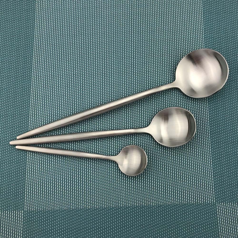 24-Pieces Silver Flatware Set Heavy-Duty Matte Stainless Steel Cutlery Set, Silverware Set,tableware set Service for 4