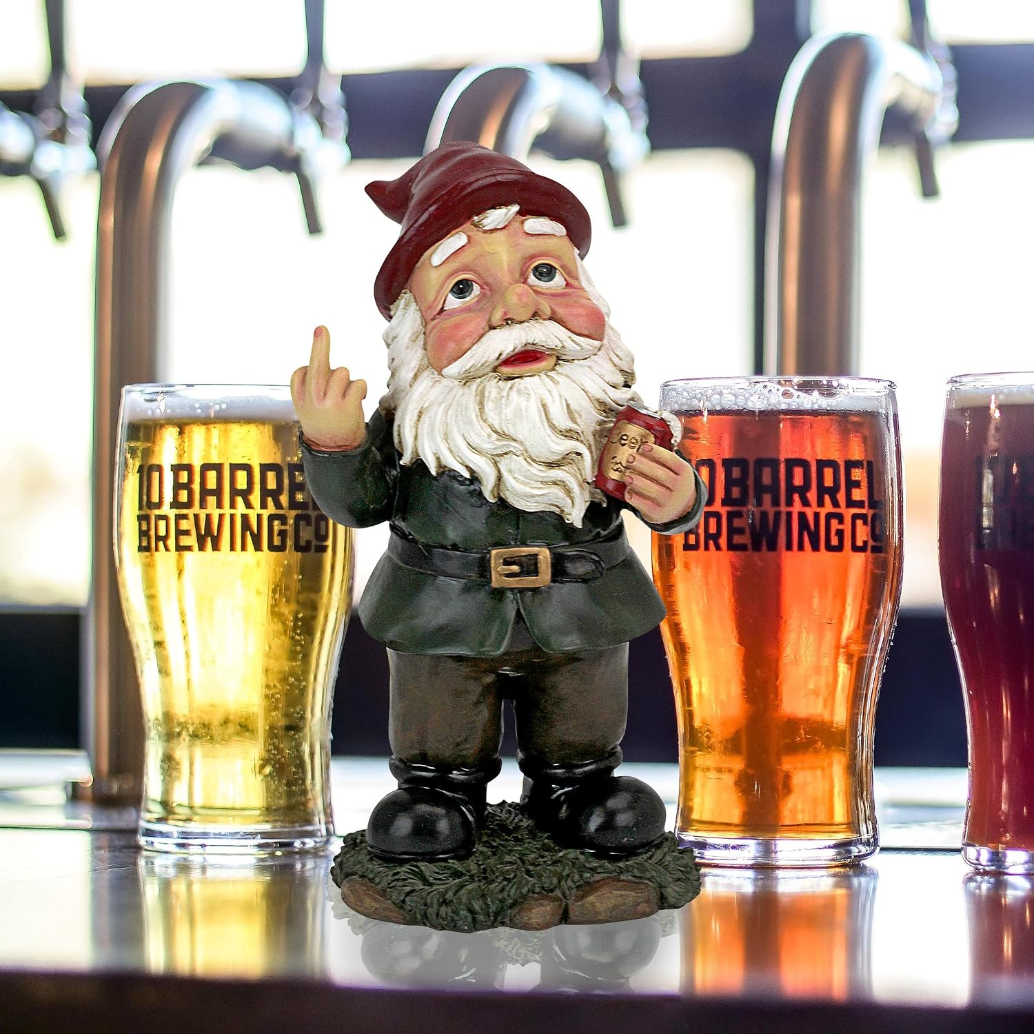 Design Toscano QL1530771 Foul Finger Tipsy Tim Beer Garden Statue Gnome, One Size, Multi-Color