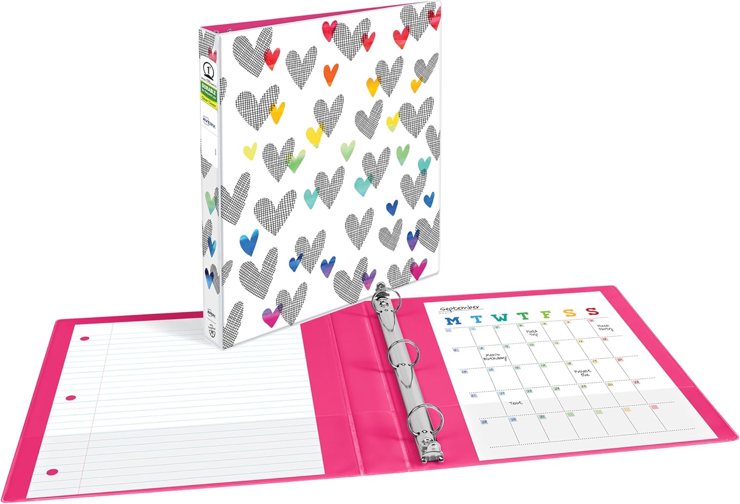 Avery + Amy Tangerine Designer Collection Binder, 1" Round Rings, 175-Sheet Capacity, Assorted Designs (26880), Pack of 6