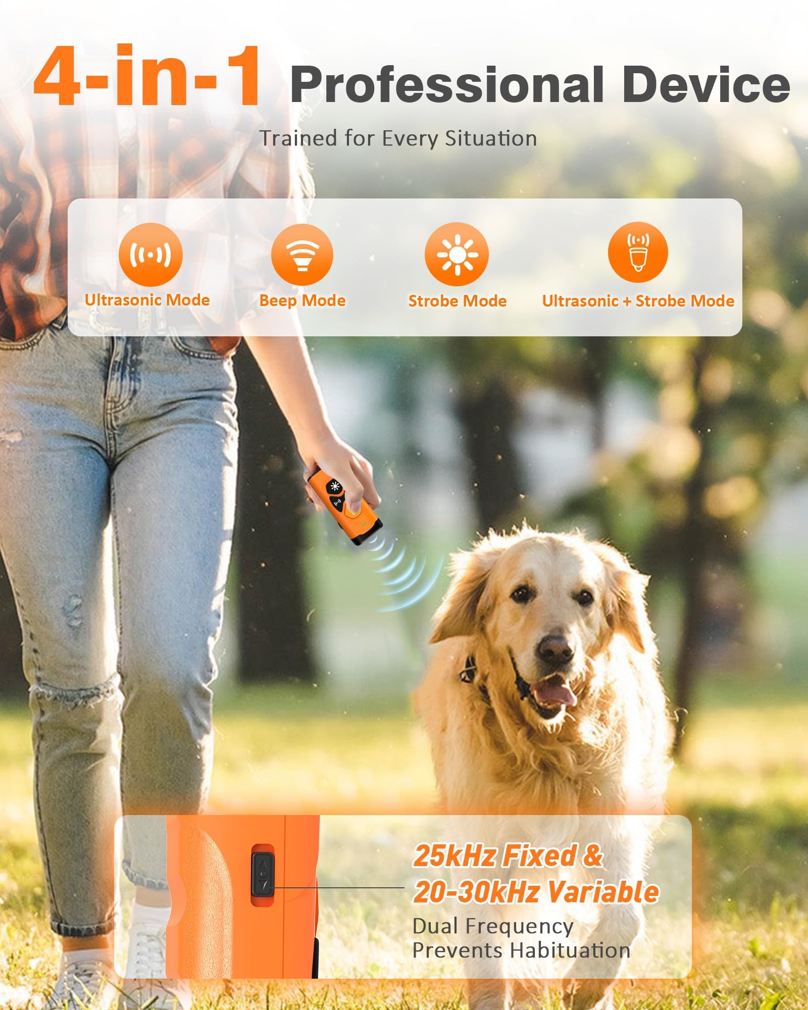 Dispositif dissuasif des aboiements de chien, dispositif anti-aboiement amélioré pour arrêter les aboiements des chiens voisins, dressage des chiens, répulsif à ultrasons rechargeable avec portée de