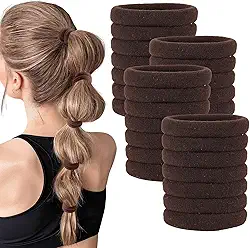 35 peças de laços de cabelo sem costura para mulheres, laços de cabelo castanho sem danos para cabelos cacheados grossos, elásticos macios para suportes de rabo de cavalo, acessórios de cabelo