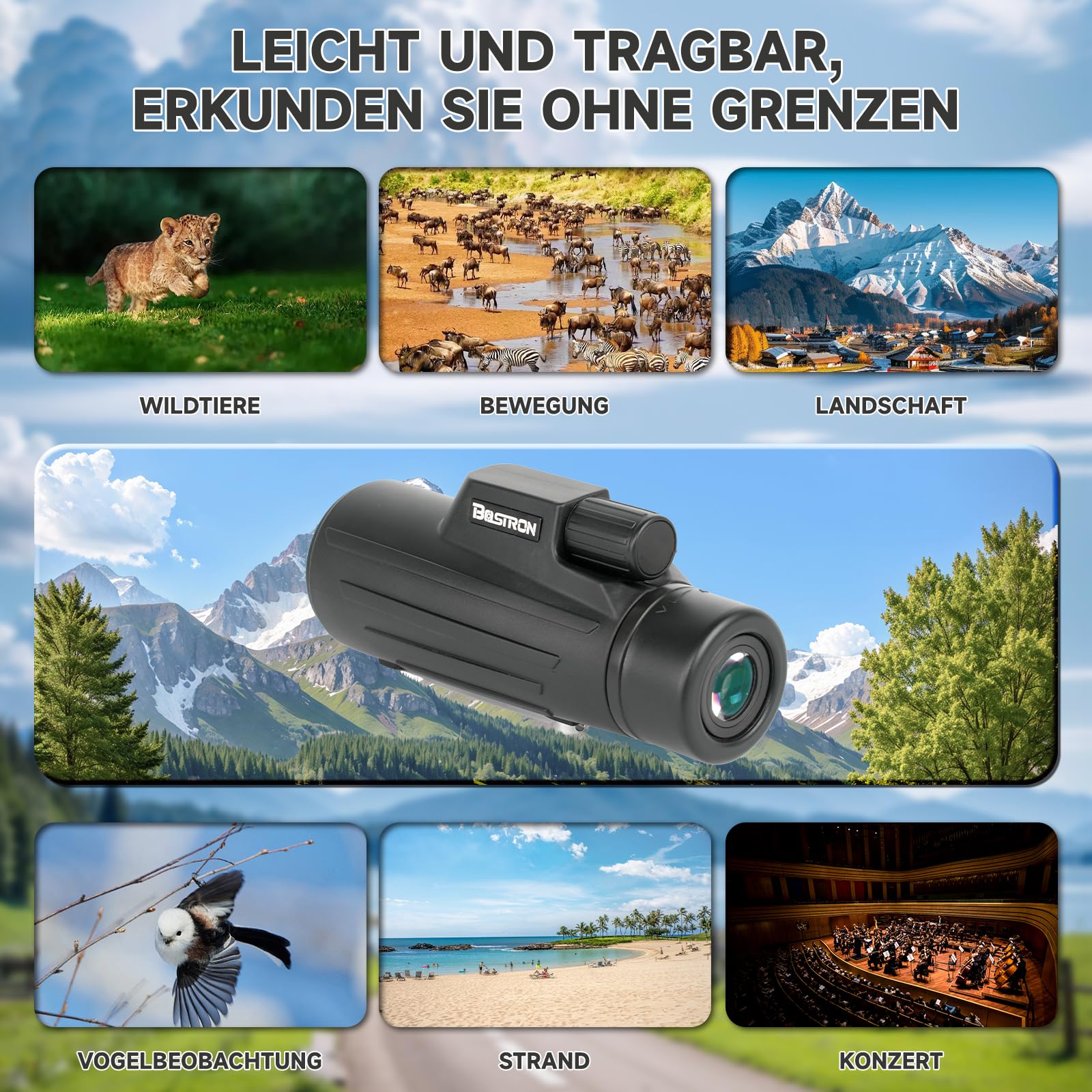 OY7 1042 Monokular 10x42 dla Dorosłych Wysoka Rozdzielczość Kompaktowa Lornetka 42mm Obiektyw Twist-up Okulary do Obserwacji Ptaków Polowań Wędrówek Koncertów