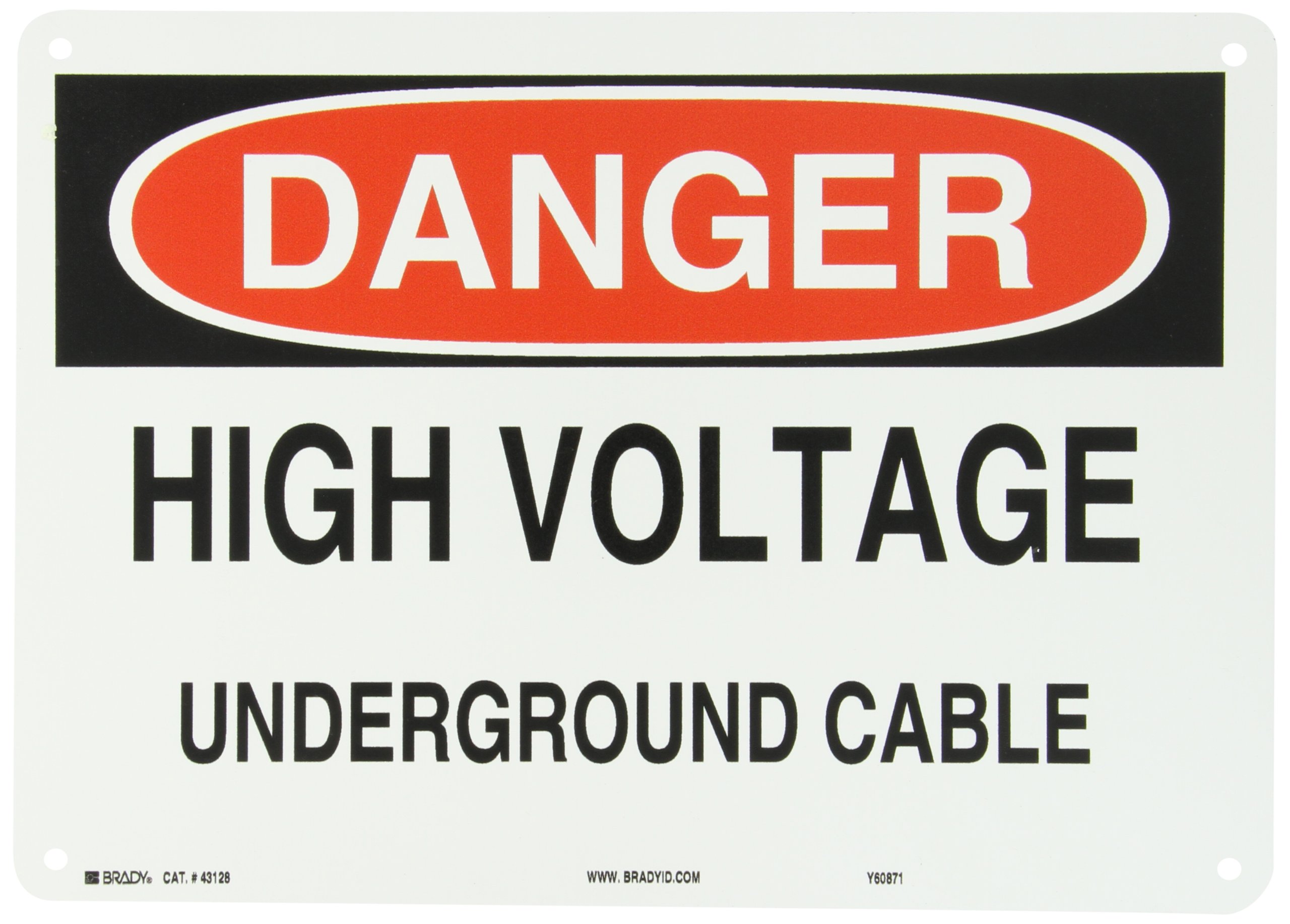 Panneau câble souterrain haute tension Brady 43128 en aluminium B-555 25x35 cm - 2
