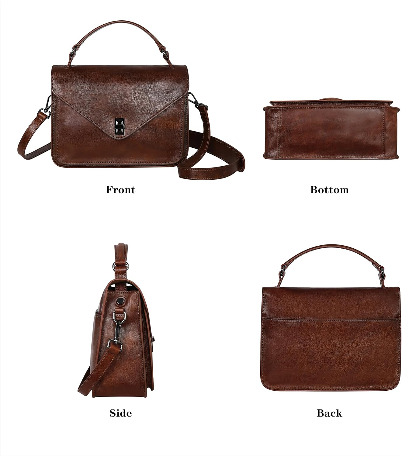 HESHE Genuine Leather Purses and Handbags for Women Shoulder Bag Satchel Purses Designer Crossbody Bags - Image 5