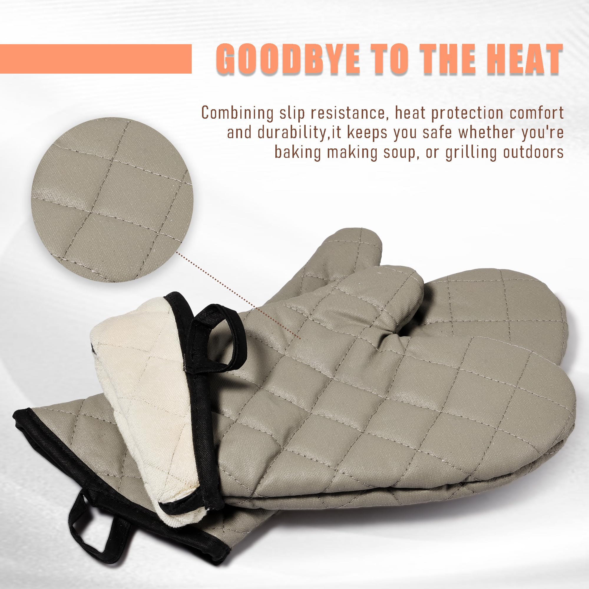 ARCLIBER 16" Quilted Terry Oven Mitts 1 Pair Heat Resistant Kitchen — Amazon image 5