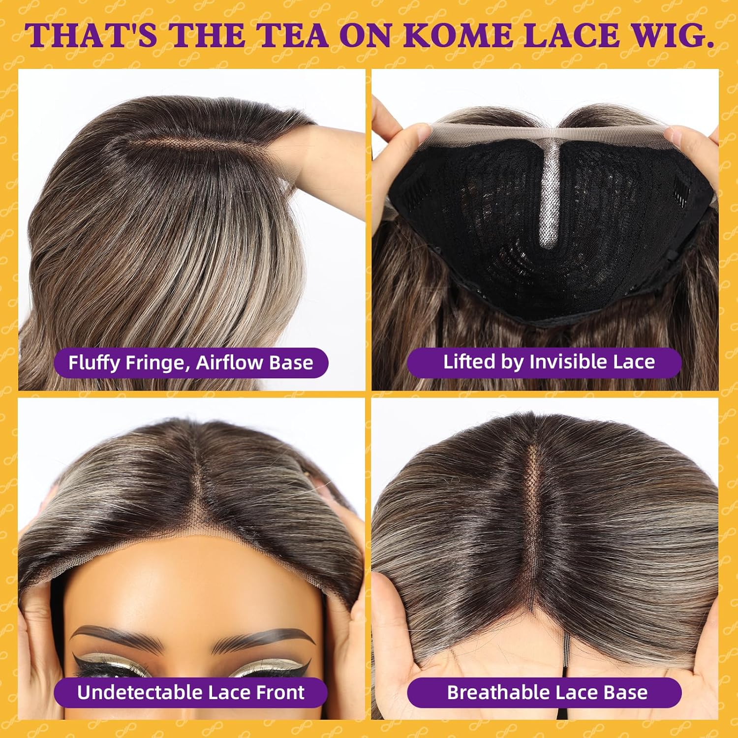 Brown Mixed Synthetic Lace Front Wig,【Beginner Friendly Wigs】 T Part Glueless Long Curly Wavy Wigs With Bangs for Women Cosplay Daily Use 28IN(#TT4/6164)