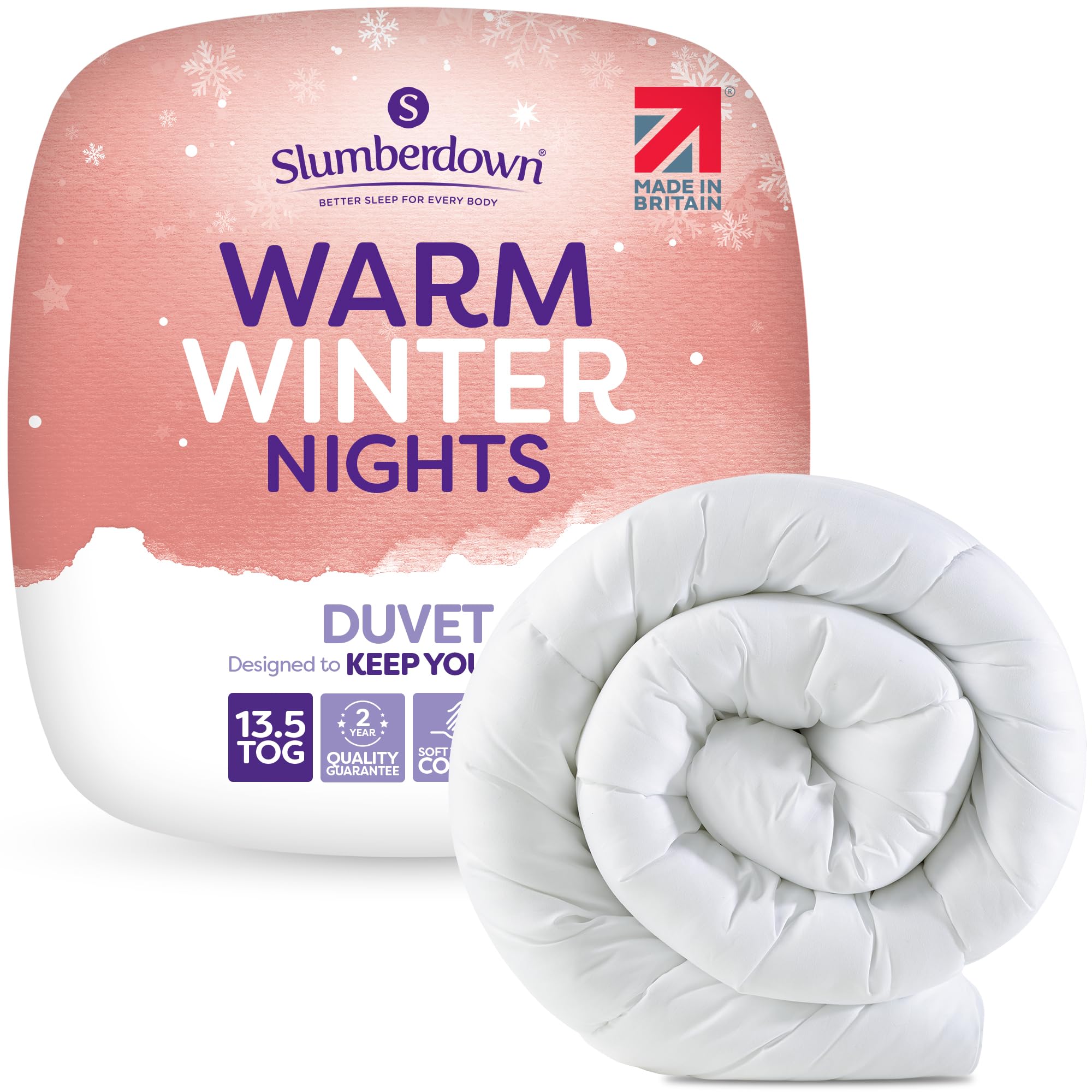 Slumberdown Warm Winter Nights Double Duvet 13.5 Tog - Thick & Cosy Quilt for Cold Weather | Soft Touch Cover, Non-Allergenic, Machine Washable, UK-Made Bedding (200 x 200cm)OEKO-TEX STANDARD 100