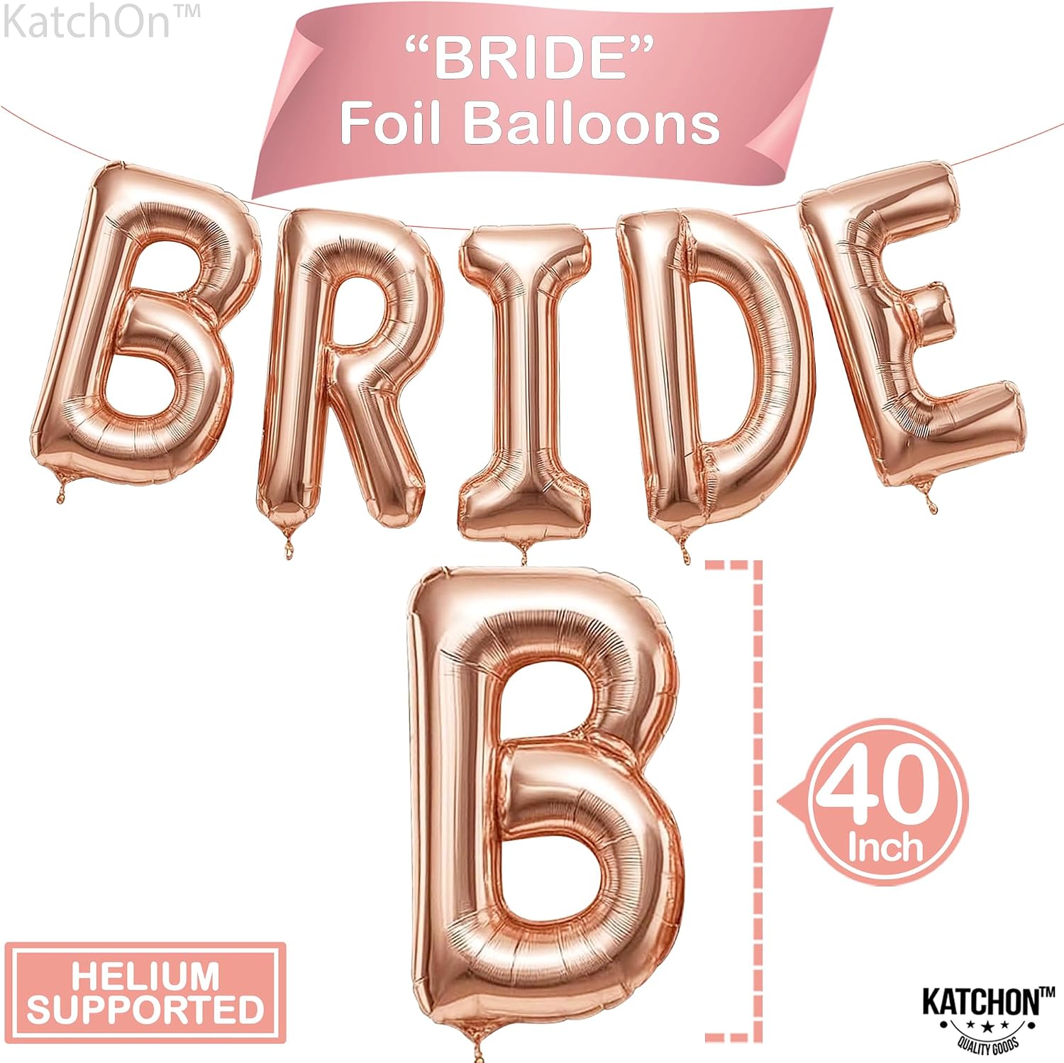 KatchOn, Giant Bride Balloons Rose Gold - 40 Inch | Bachelorette Party Decorations | Rose Gold Bride Balloons for Bridal Shower Decorations | Bridal Shower Balloon | Bachelorette Balloon
