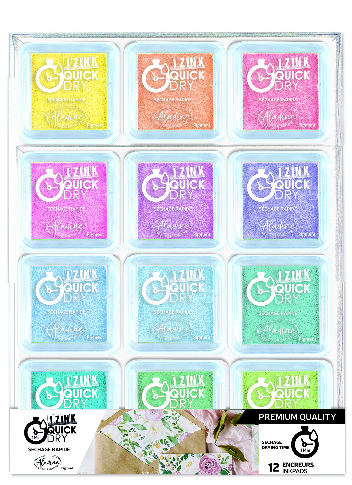Aladine Set of 12 Quick Dry Pastel Inks M, Multi-Colour, Universal