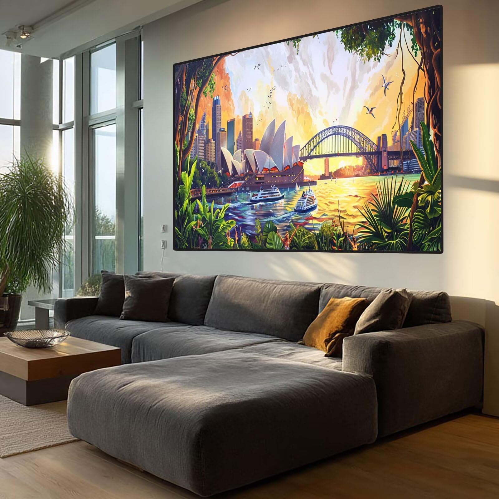 Sydney Diamond Art Landscape Diamond Painting Arts and Crafts dla dorosłych, zestaw do malowania diamentami 5D, dorosłych, Crysta, haft krzyżykowy, zestaw do haftowania dla początkujących, dekoracja