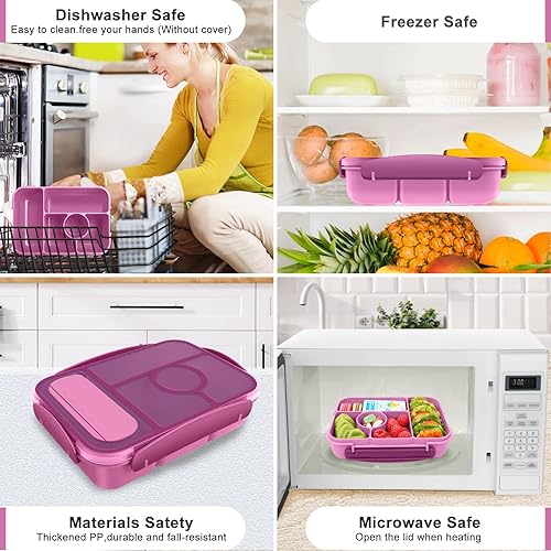 Miniatura 6 de Demiue Lonchera para niños, lonchera Bento para adultos, contenedores de almuerzo para adultosniñosniños pequeños, fiambrera Bento de 5