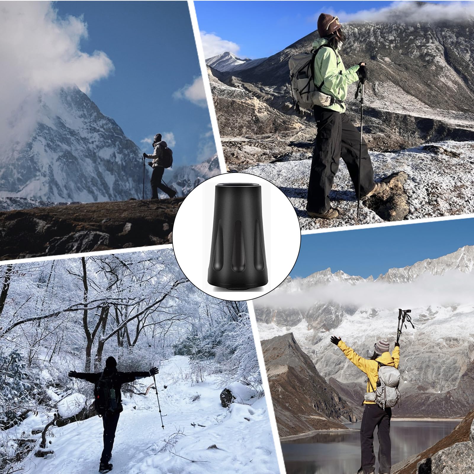 Gommini in Gomma per Bastoncini da Trekking - Anti-Rumore & Anti-Scivolo | Protezione Universale per Trekking e Anziani
