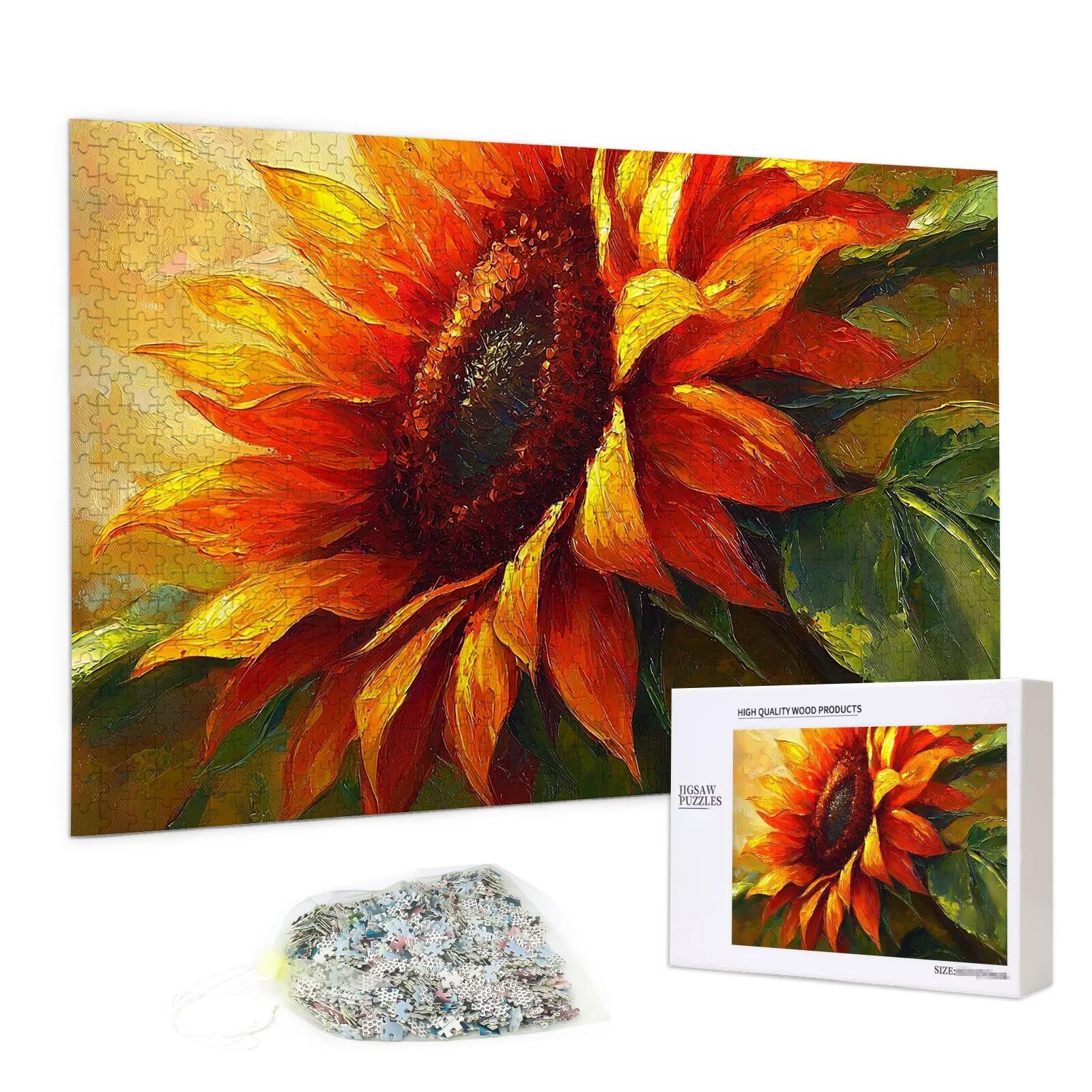 Puzzle 2000 sztuk dla dorosłych, drewniane puzzle słonecznika dla dorosłych, trudne drewniane łamigłówki, rodzinne gry edukacyjne, łamigłówki z pudełkiem na prezent do dekoracji domu, prezent dla