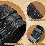 Cowboy Western Ratchet Belt for Men Women with Automatic Western Buckle, Ratchet Cowboy Leather Belt for Jeans Gifts