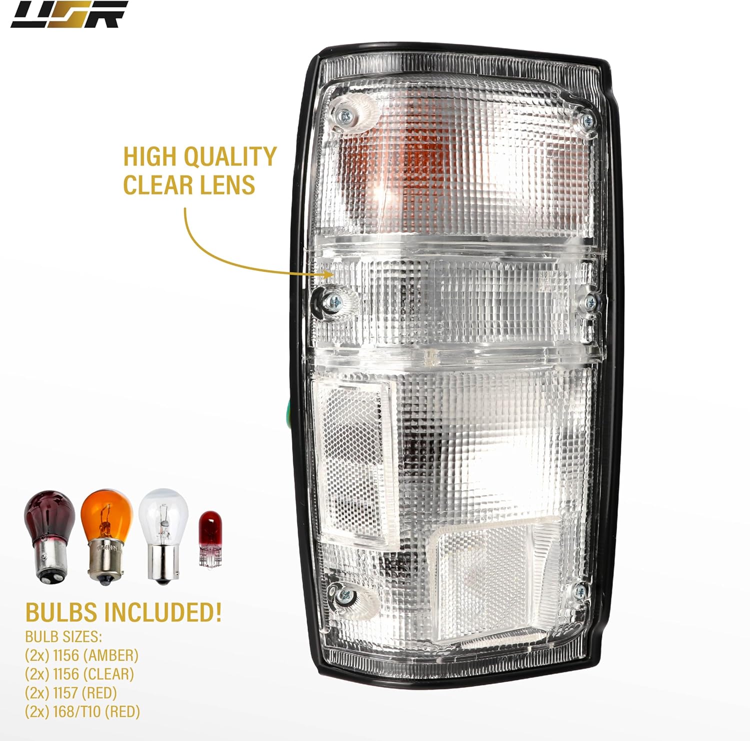 USR 84-88 RN60 PickUp Tail Light – Rear Tail Lamps (Left + Right) Pair - Compatible with 1984-1988 Toyota Pick Up Truck All Models / 84-89 4Runner SUV / 2WD / 4WD (CLEAR FROSTED LENS w/COLOR BULBS)