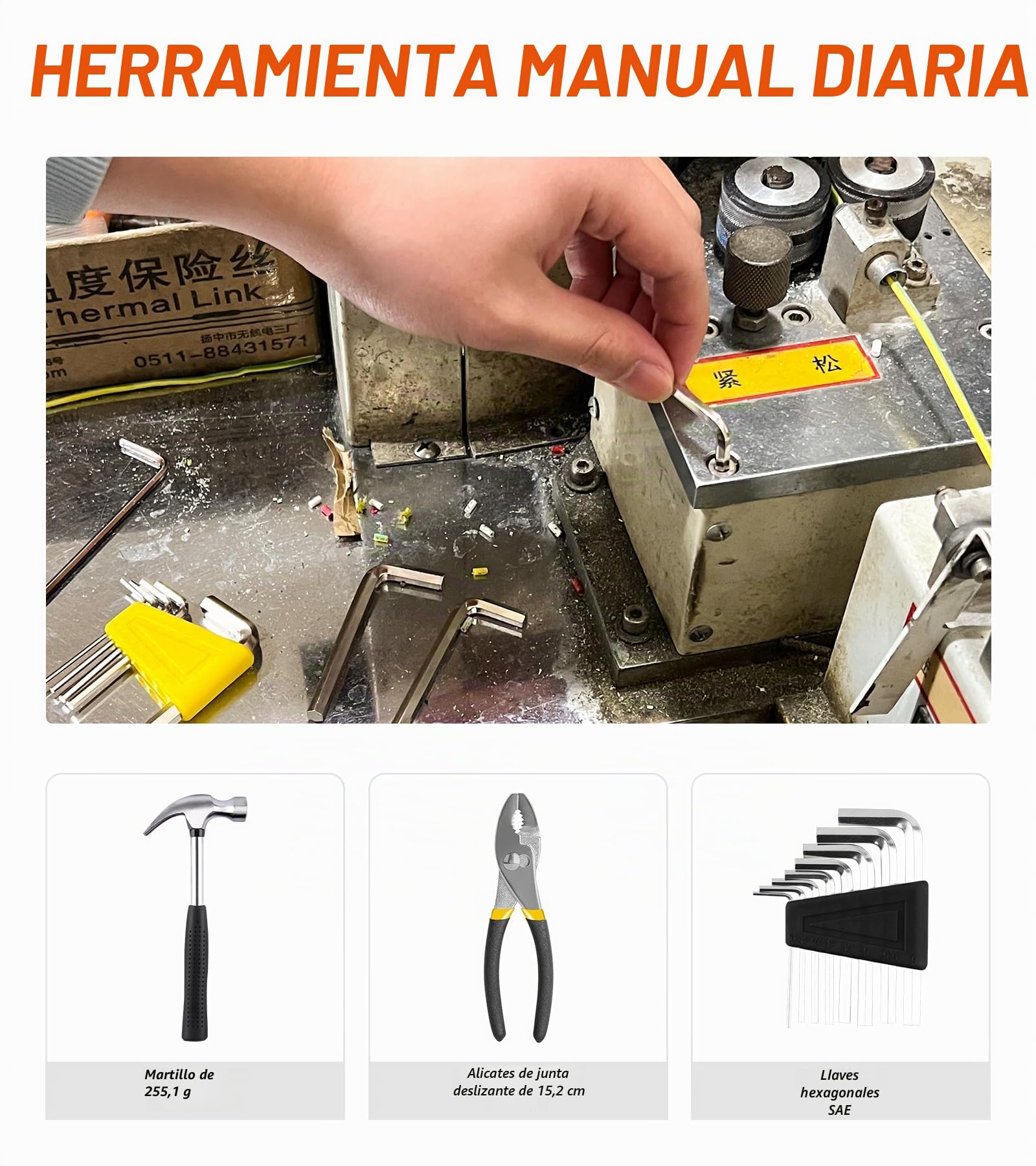 Juego de herramientas de 40 piezas - Kit de herramientas manuales para el hogar con caja de herramientas de plástico