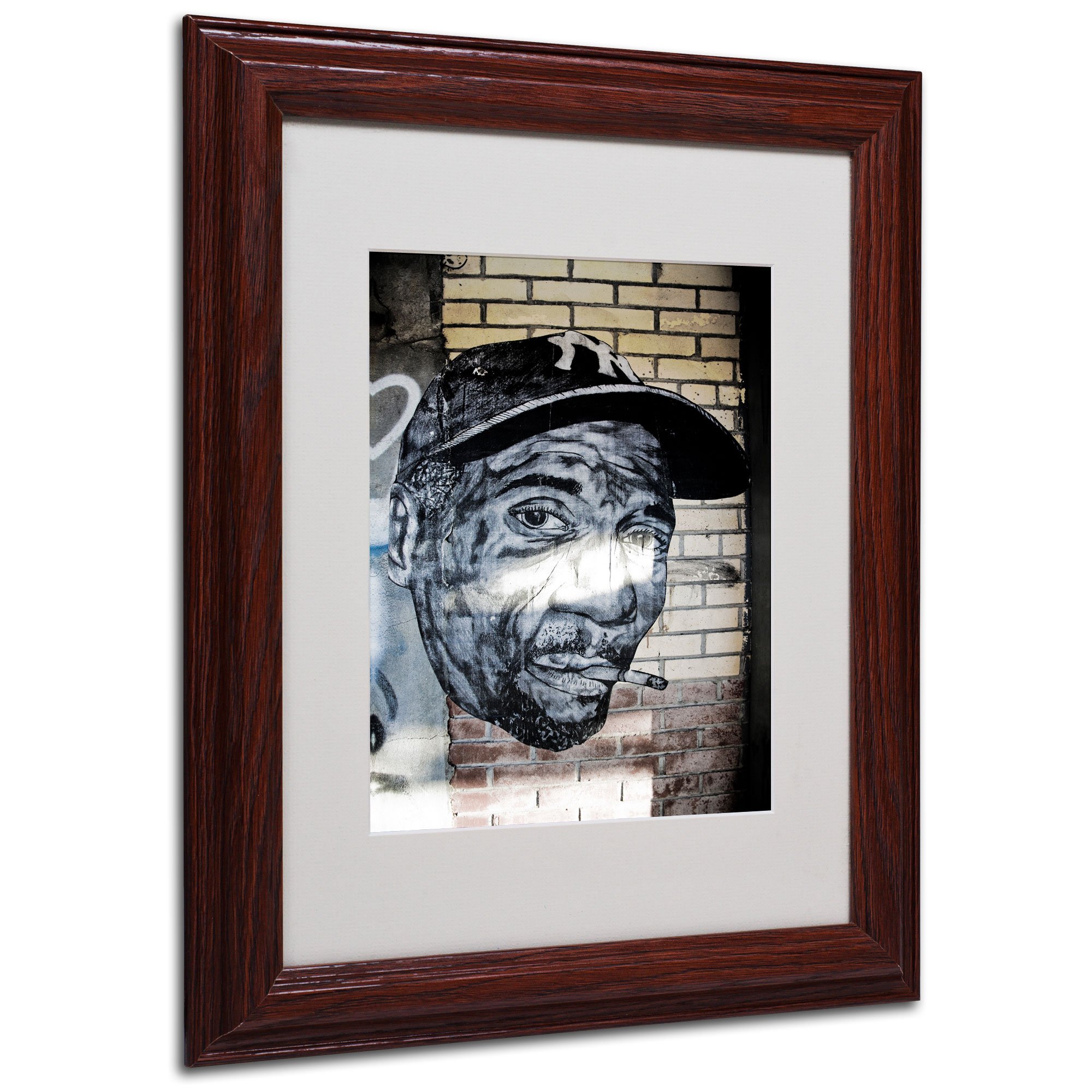 Hiphop Yankee Fan Pop Art by Yale Gurney Canvas Art, 11 by 14-Inch, Wood Frame